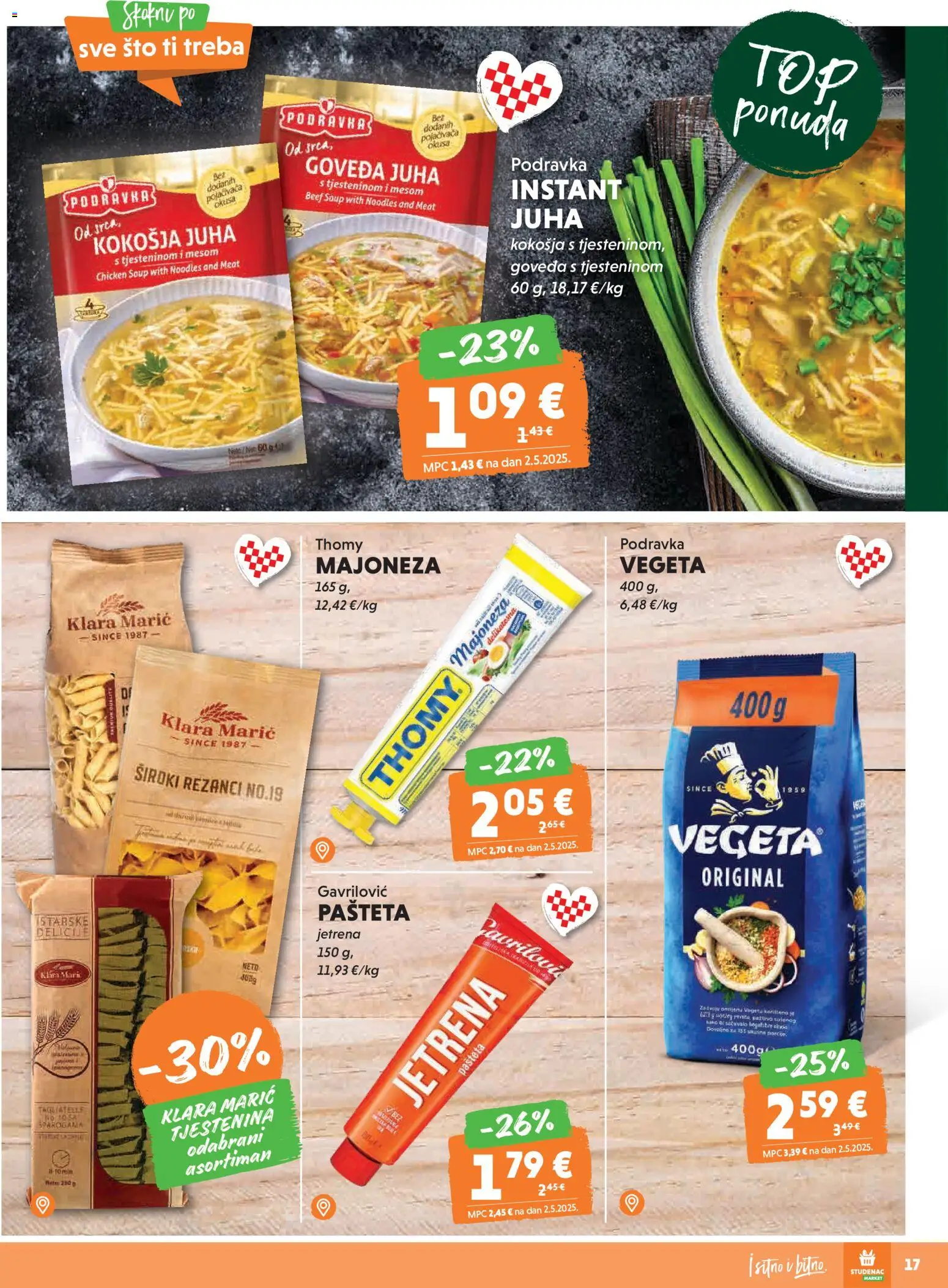 Studenac katalog | vrijedi od 28.01.2026 | Stranica: 17 | Proizvodi: Podravka, Rezanci, Juha, Majoneza