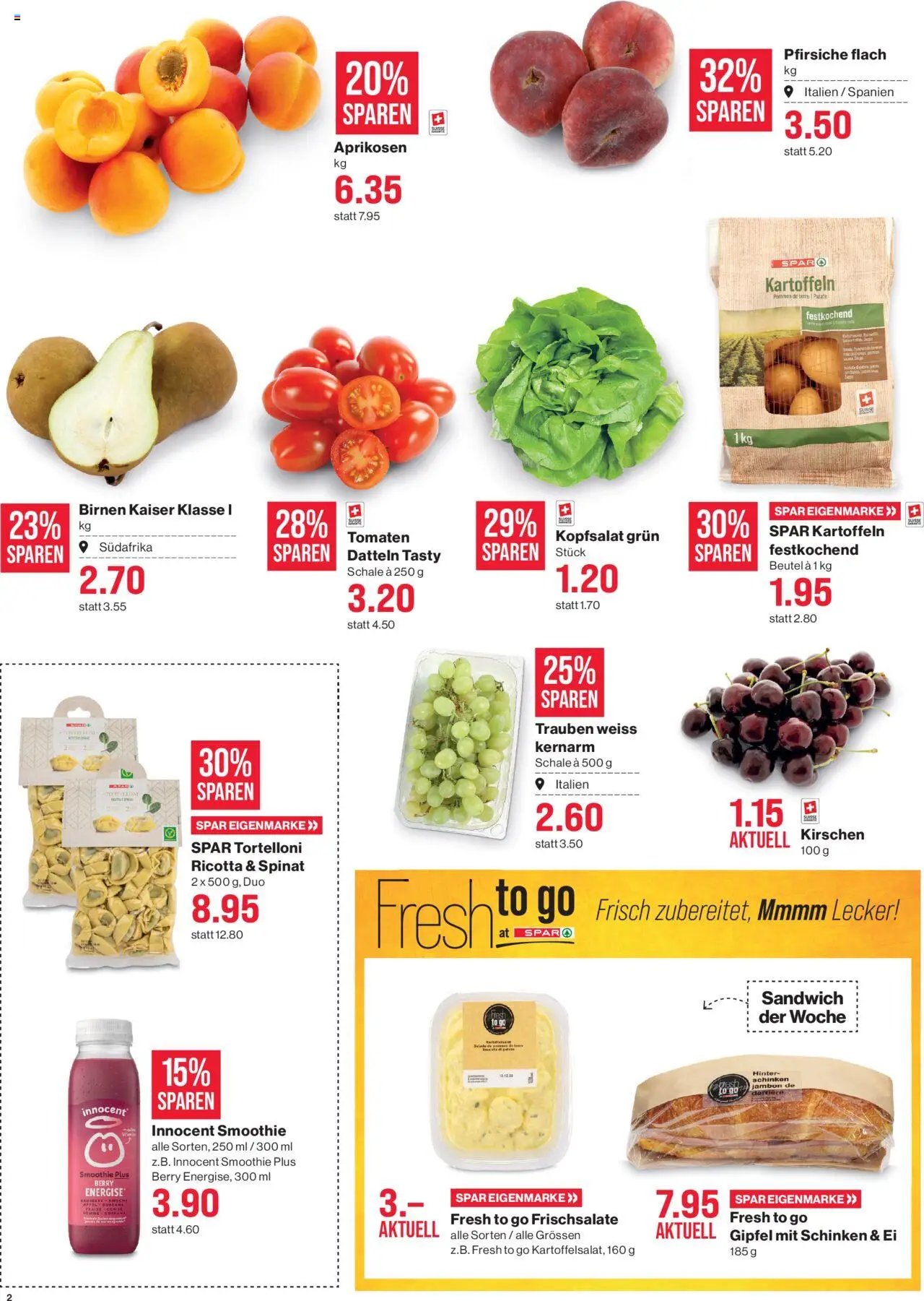 SPAR Aktionen ab 24.07.2025 | Seite: 2 | Produkte: Kirschen, Schinken, Tomaten, Kartoffeln