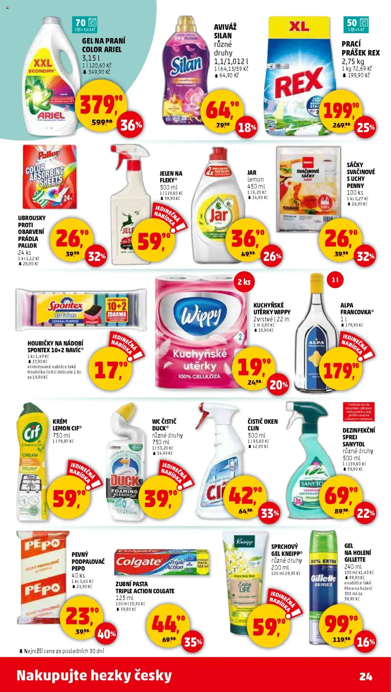 Penny Market leták - Čtvrtečník od 19.06.2025 | Strana: 24 | Produkty: Pěna na holení, Houbička, Nádobí, Utěrky