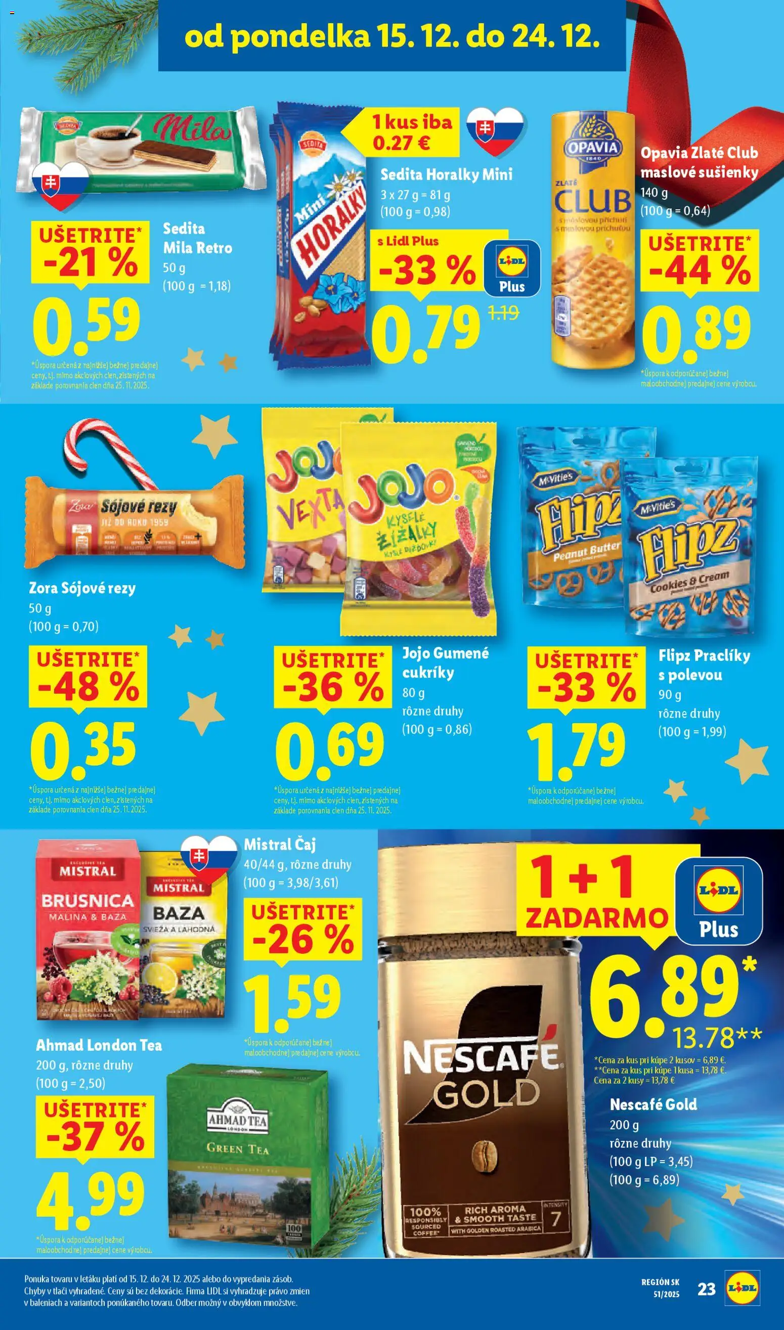 Nové Lidl akcie – leták je platný od 18.12.2025 | Strana: 63 | Produkty: Cukríky, Maslove sušienky, Nescafé Gold, Horálky