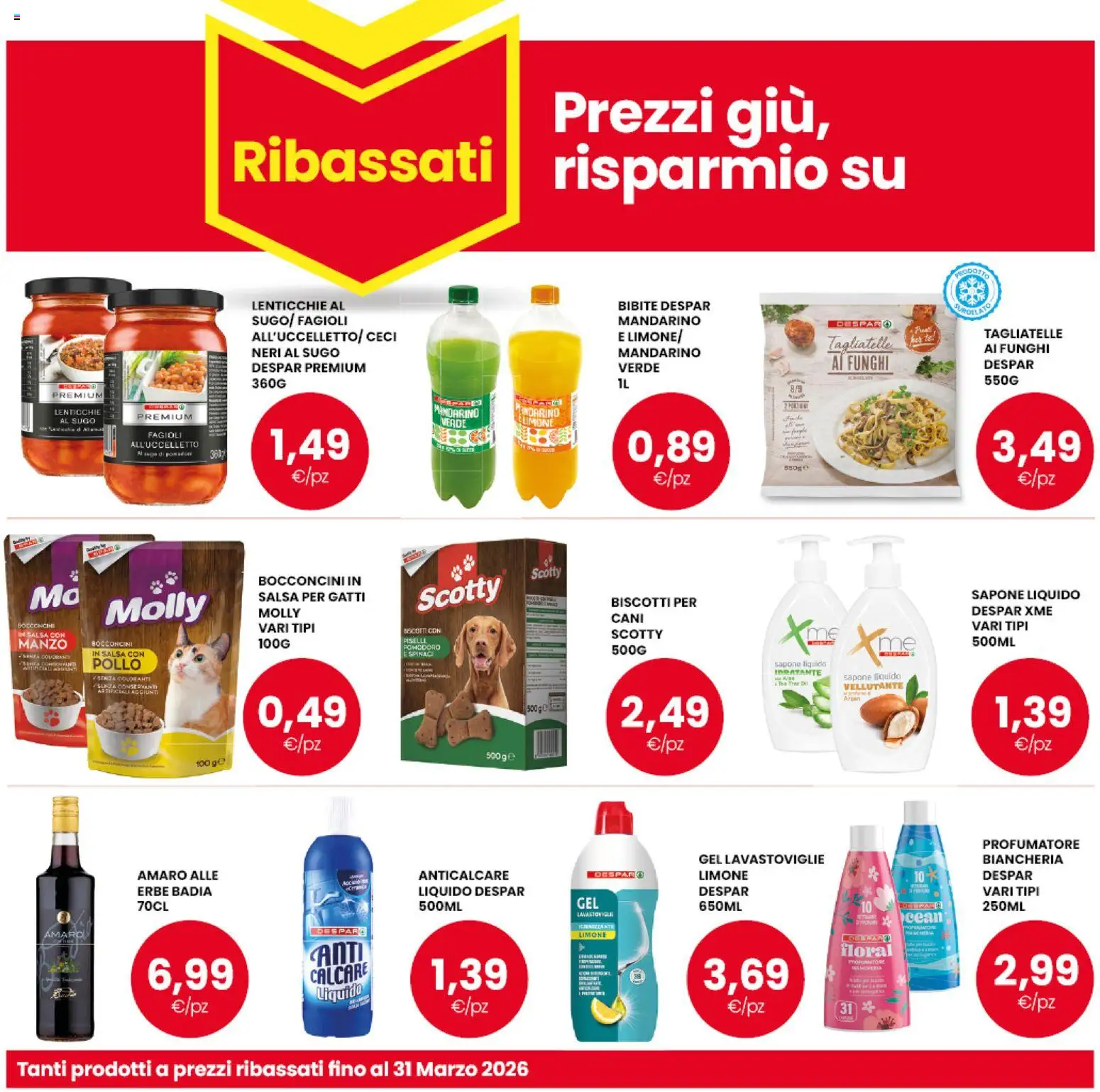 Volantino Interspar del 12.01.2026 | Pagina: 19 | Prodotti: Tagliatelle, Lavastoviglie, Bibite, Sugo