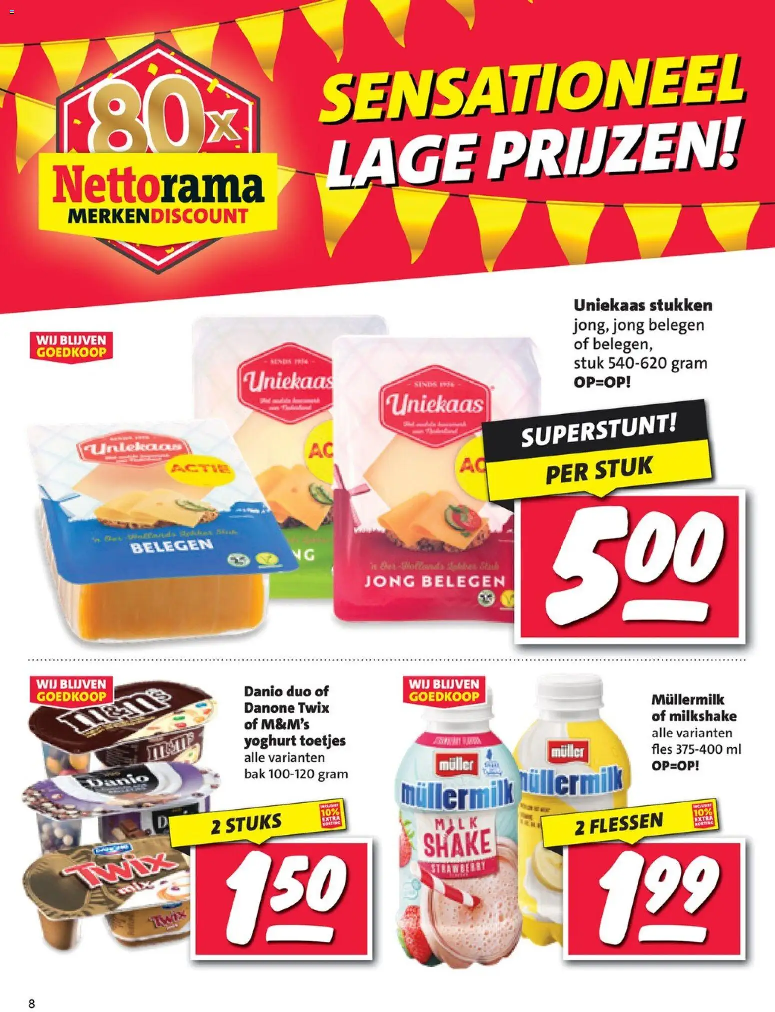 {H1} | Pagina: 8 | Producten: Yoghurt, Fles, Twix