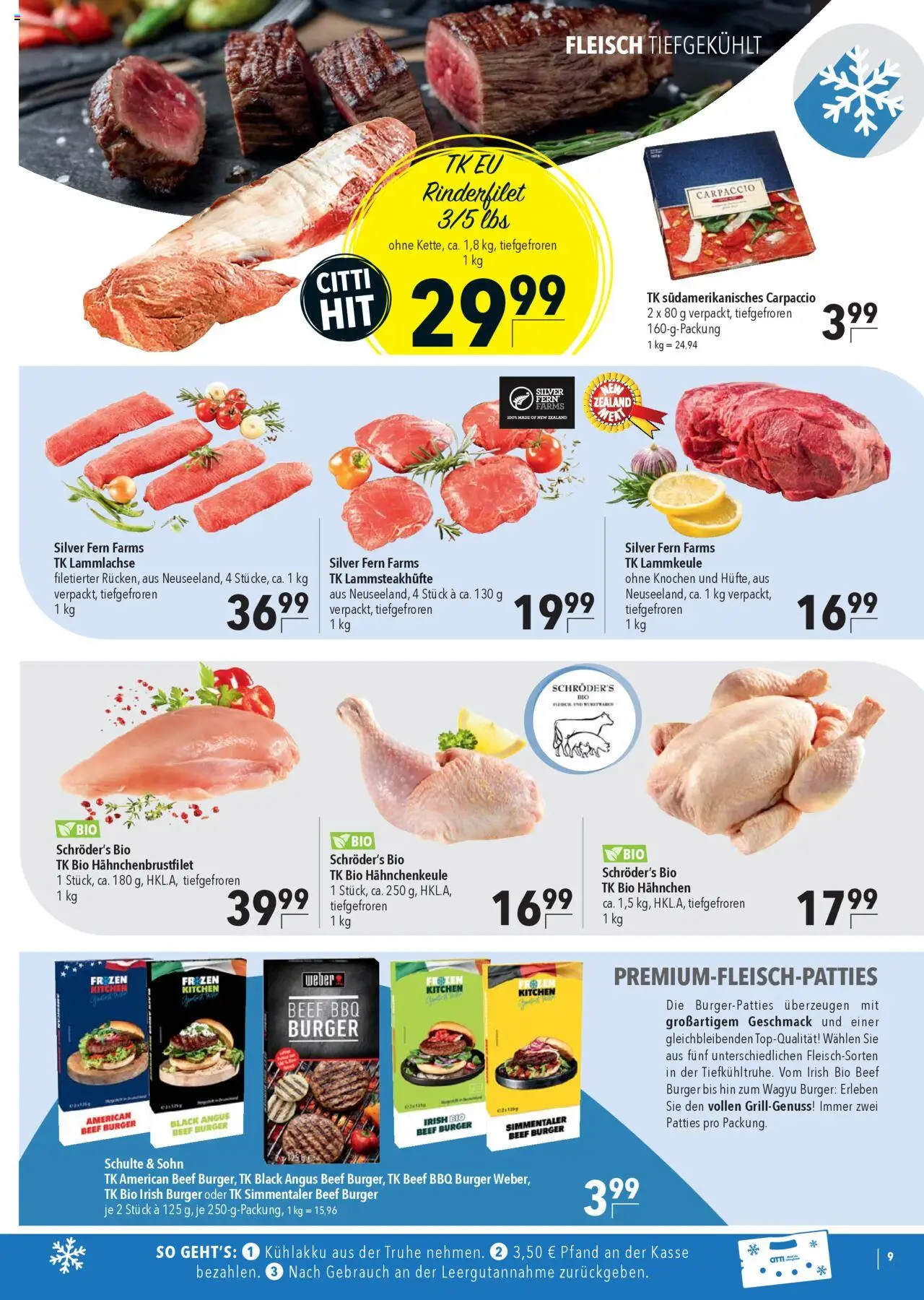 CITTI Markt  Tiefkühlwelt – gültig ab 15.10.2025 | Seite: 9 | Produkte: Lammkeule, Truhe, Rinderfilet, Fleisch