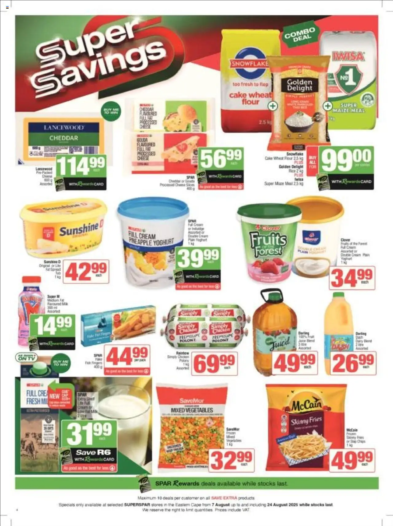 Superspar - Eastern Cape - Weekly Specials │ valid from 07.08.2025 | Page: 4 | Products: Yoghurt, Maize meal, Milk, Cream