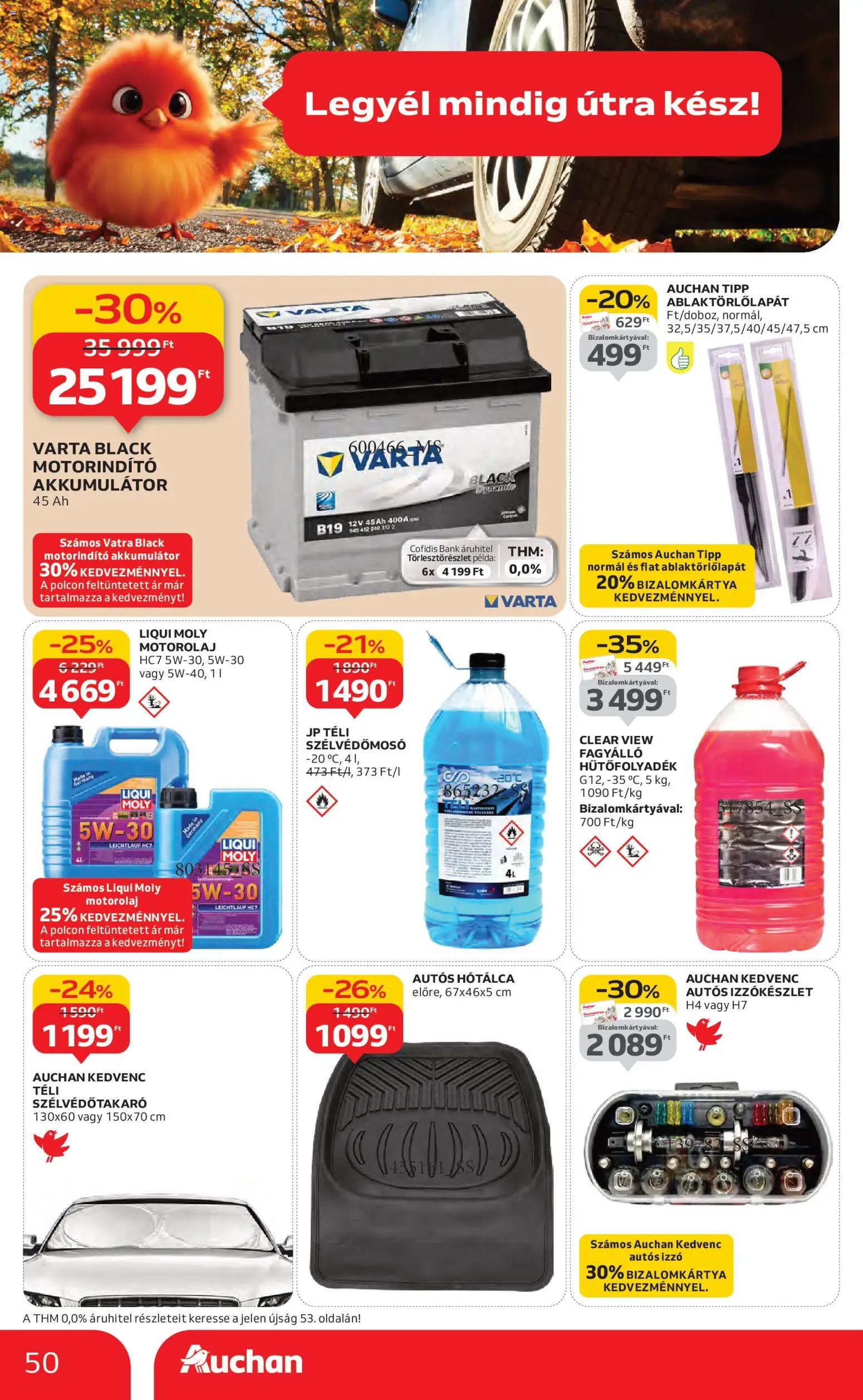 Auchan akciós ujság - amely érvényes a következő dátumtól: 30.10.2025 | Oldal: 50 | Termékek: Izzó, Akkumulátor, Motorolaj