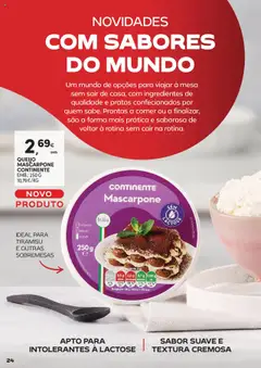 QUEIJO MASCARPONE CONTINENTE, Queijo Mascarpone Continente, EMB.: 250 G │ válido de 02.09.2025 | Página: 24 | Produtos: Pratos, Queijo mascarpone, Queijo, Nata