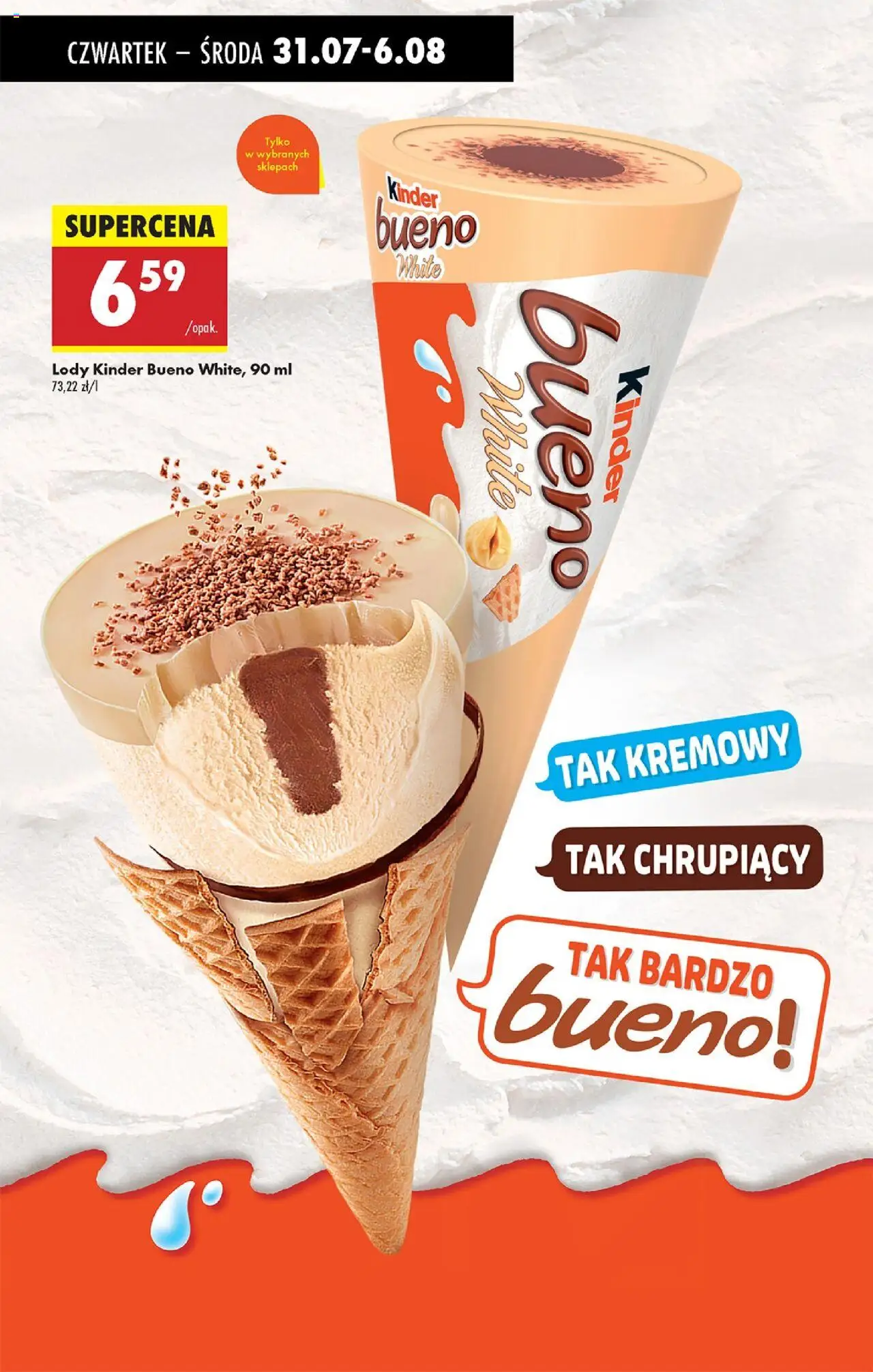Biedronka gazetka - Oferta W tym tygodniu od 31.07.2025 | Strona: 62 | Produkty: Kinder Bueno, Lody