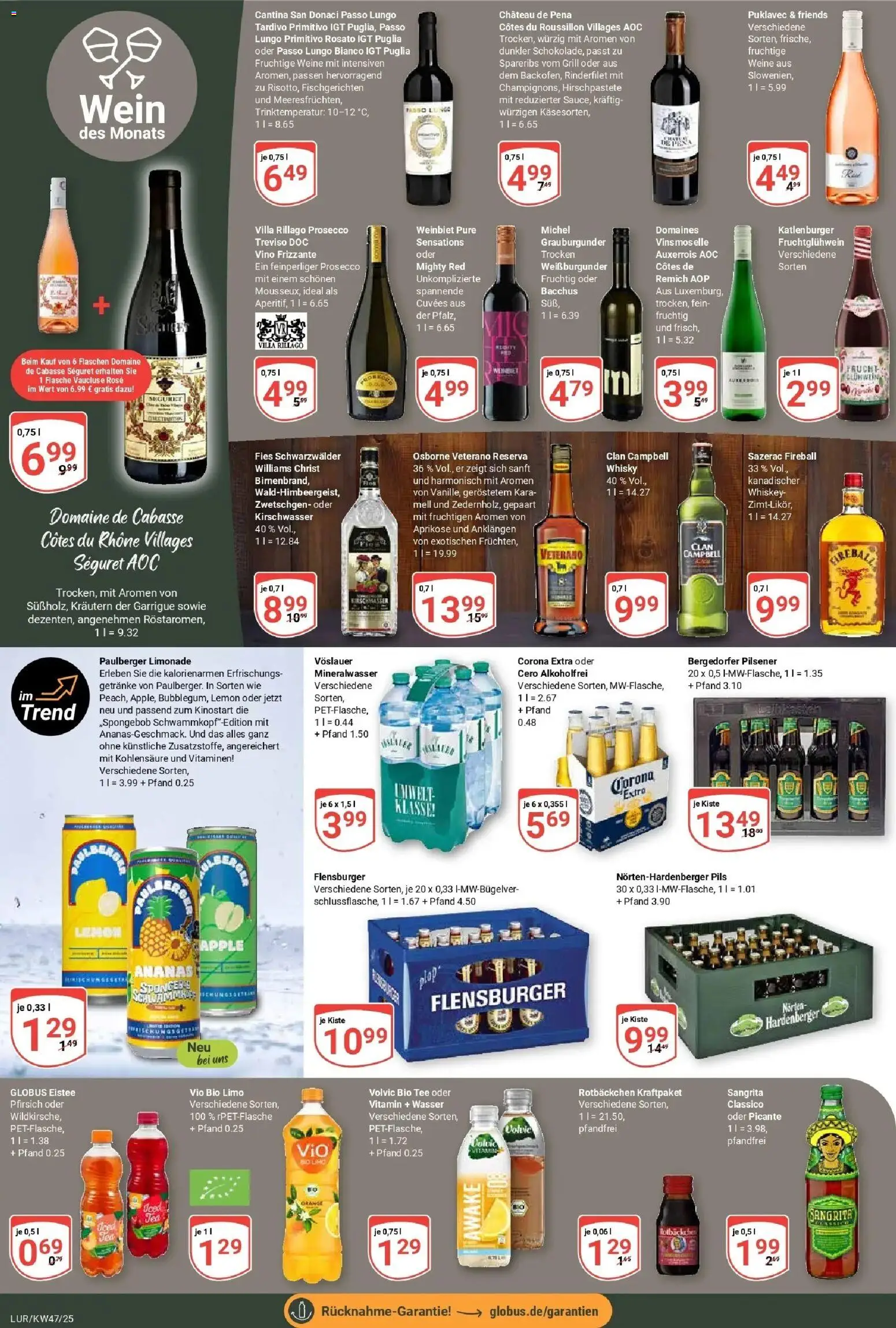 Globus prospekt Hamburg	 – gültig ab 17.11.2025 | Seite: 23 | Produkte: Pils, Ananas, Limonade, Volvic