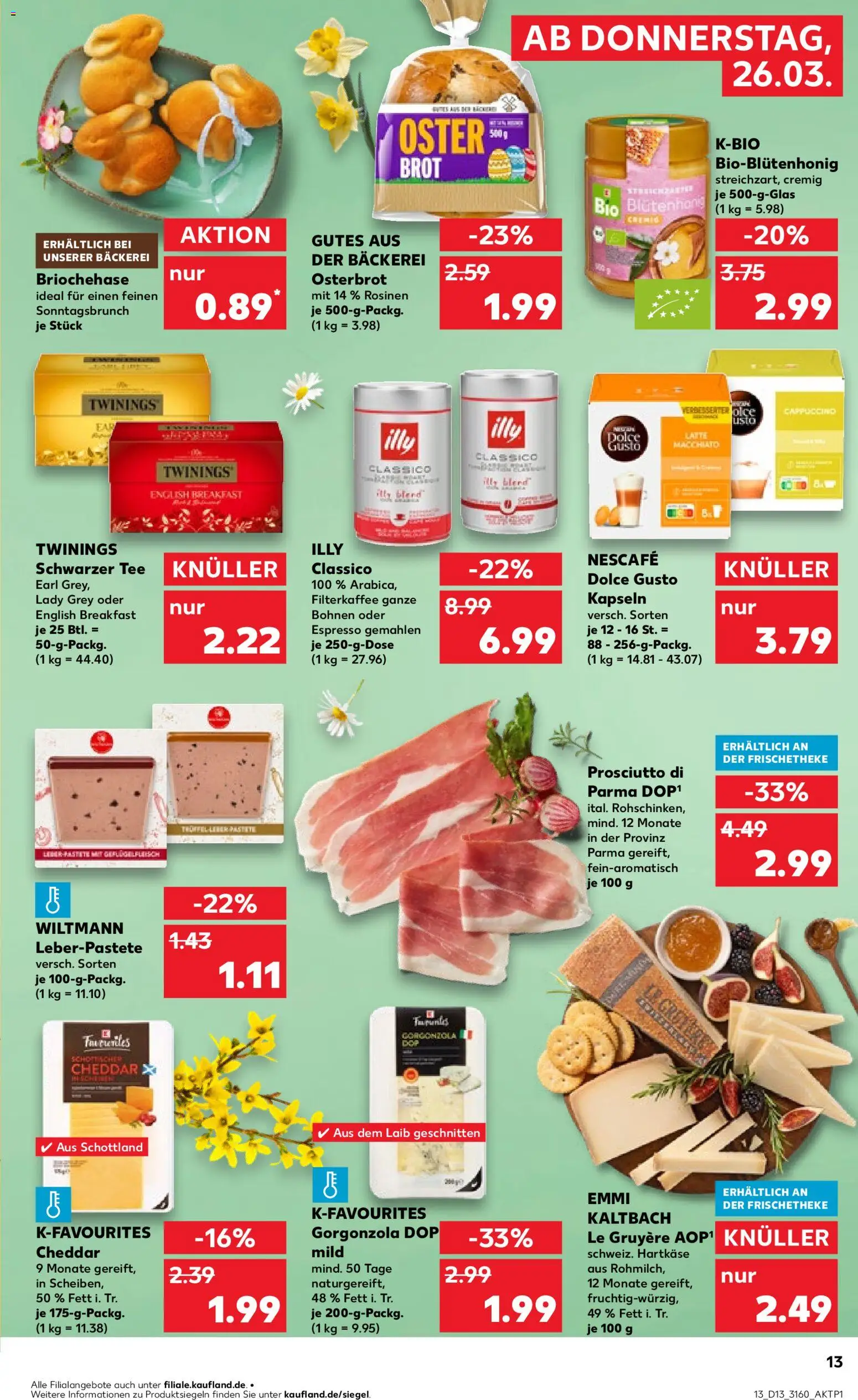 Kaufland Prospekt Berlin	 – gültig ab 26.03.2026 | Seite: 13 | Produkte: Nescafe, Rosinen, Brot, Dolce gusto