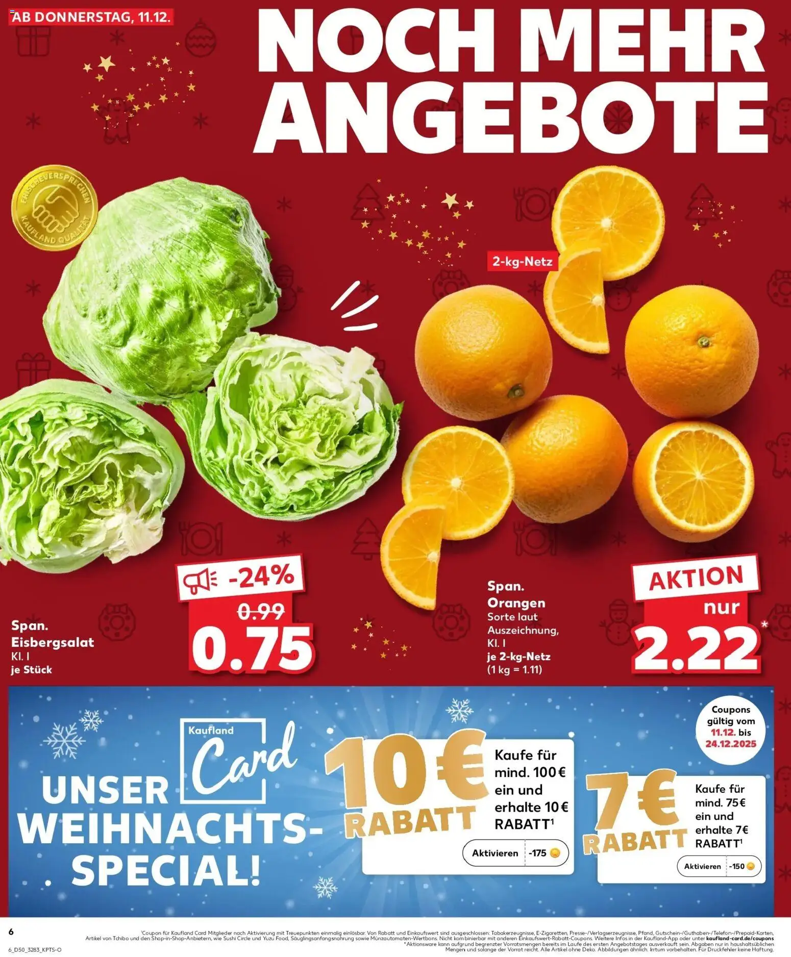Kaufland prospekt Freiberg	 – gültig ab 14.12.2025 | Seite: 6 | Produkte: Orangen, Eisbergsalat