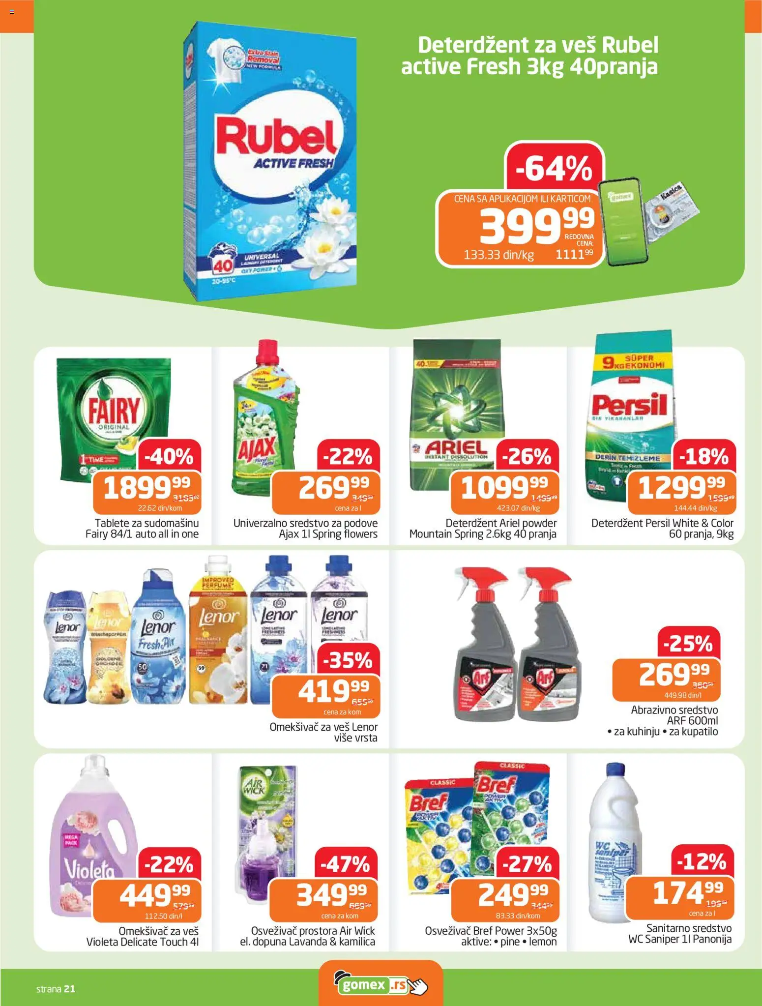 Gomex katalog - važi od 15.04.2026 | Strana: 21 | Proizvode: Ariel, Lenor, Kupatilo, Omekšivač za veš