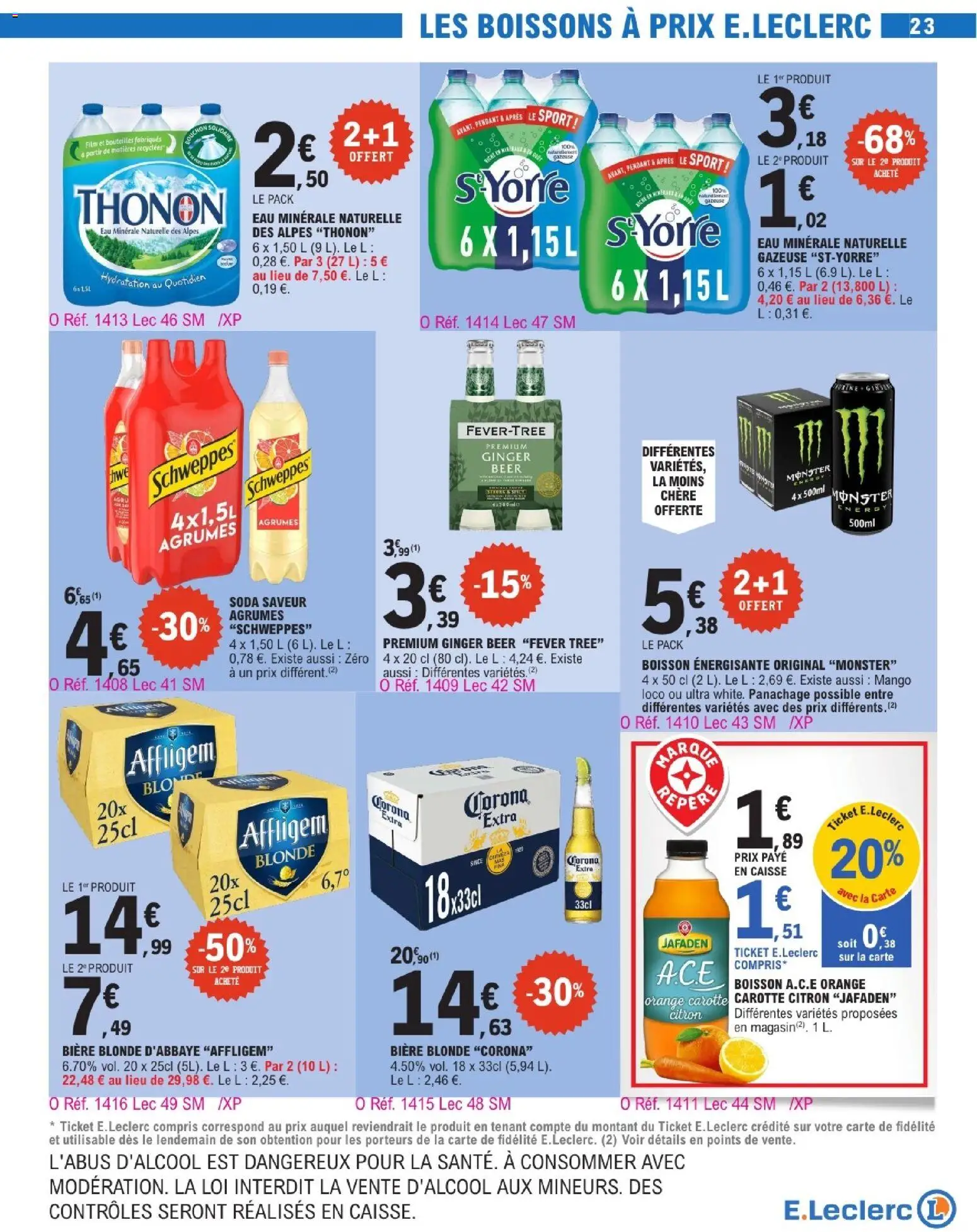 {H1} | Page: 23 | Produits: Eau minérale, Bière blonde, Bière, Carotte