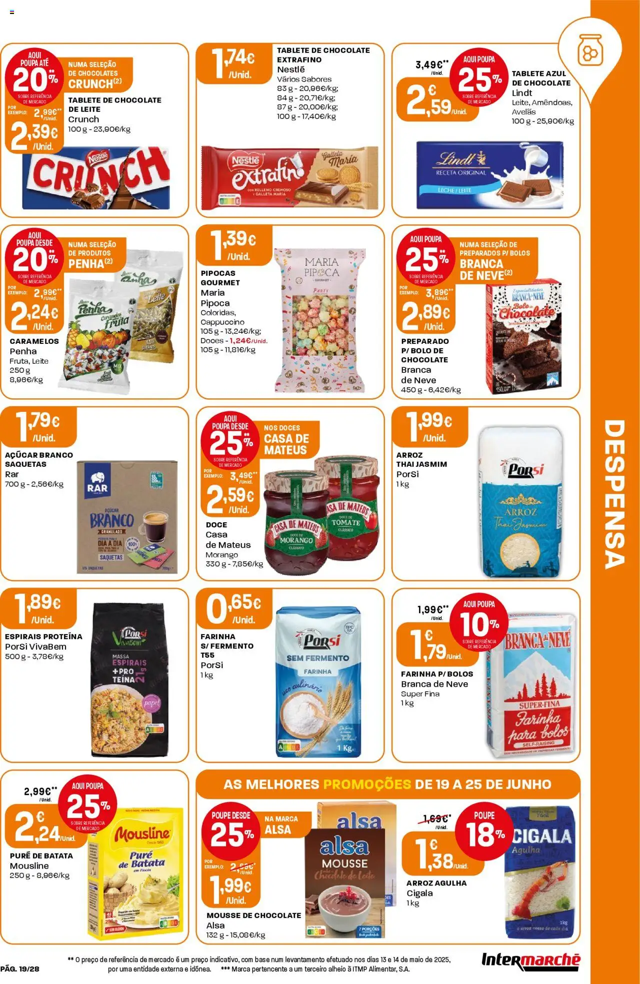 Intermarché folheto │ válido de 19.06.2025 | Página: 19 | Produtos: Pipocas, Arroz, Massa, Flocos