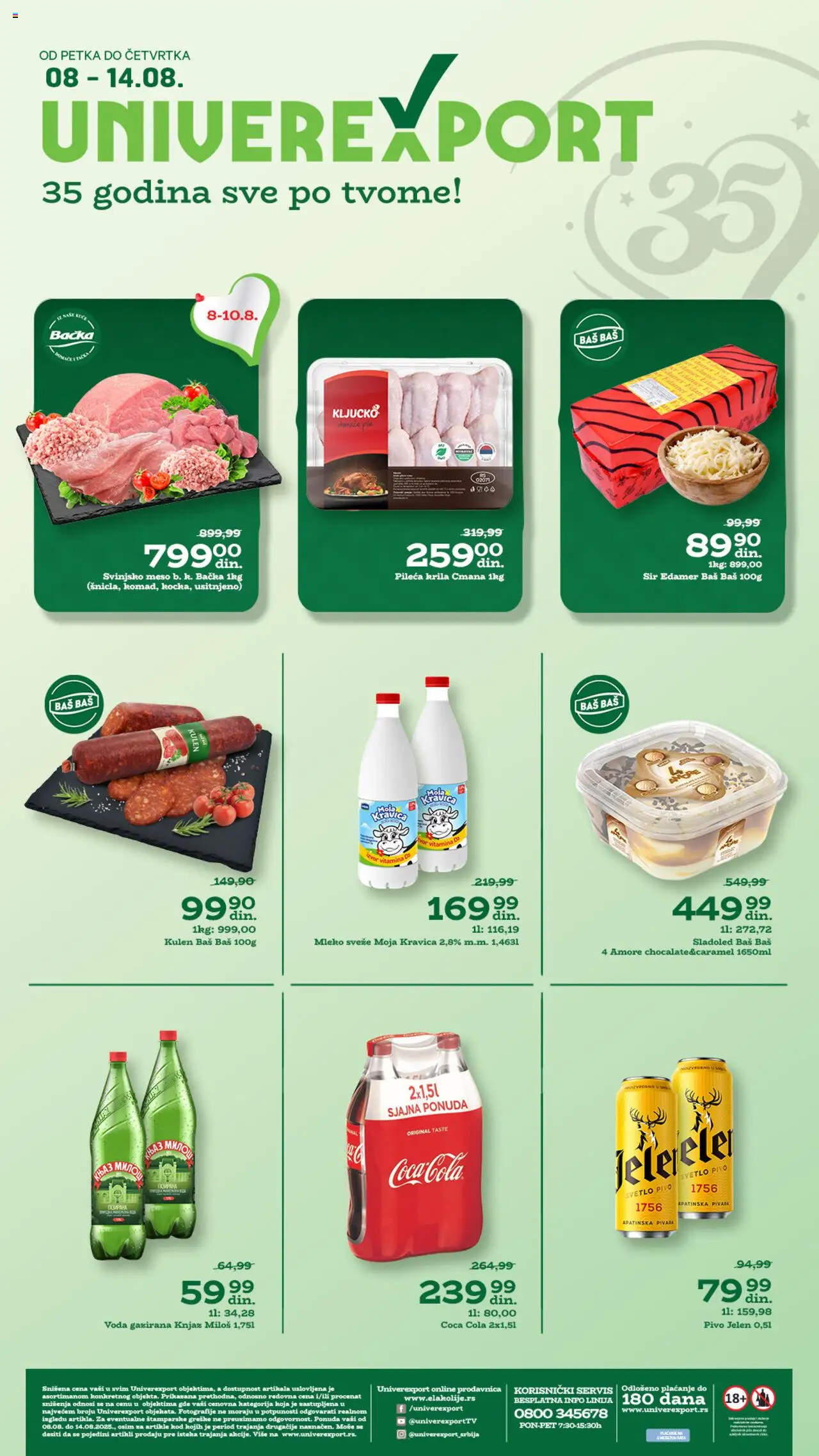 Univerexport katalog - važi od 08.08.2025 | Strana: 1 | Proizvode: Edamer, Voda, Pile, Mleko
