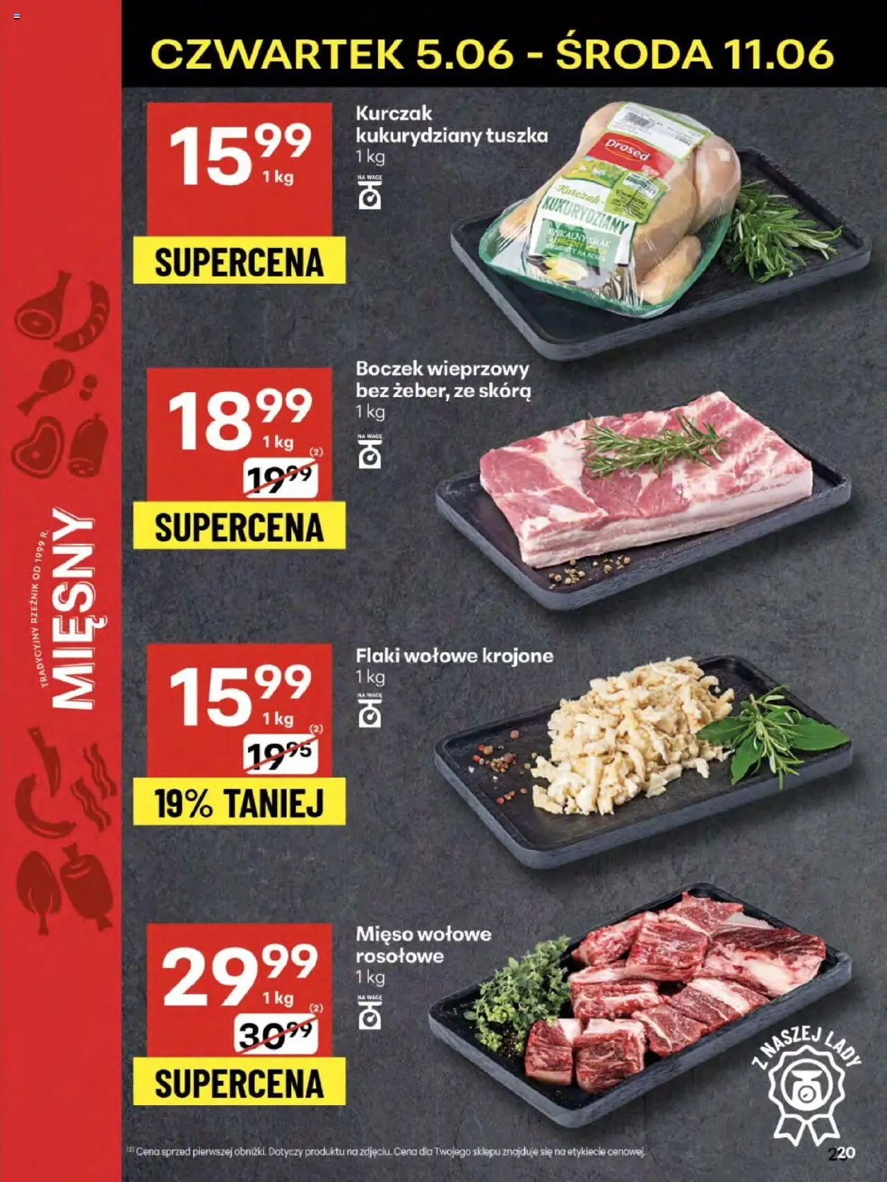 Delikatesy Centrum Gazetka - Sklepy Własne od 05.06.2025 | Strona: 20 | Produkty: Mięso, Boczek wieprzowy, Flaki, Flaki wołowe