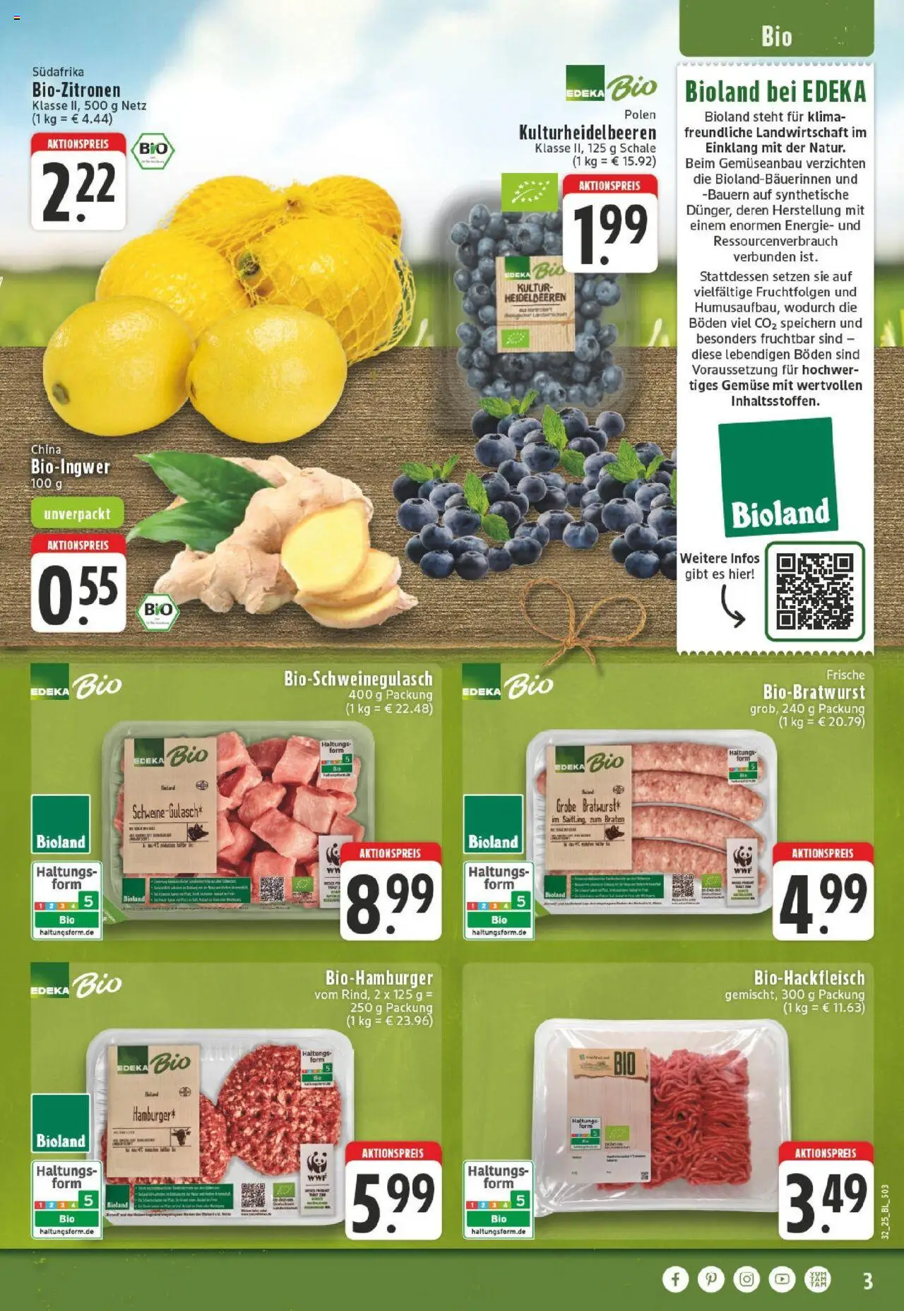 Edeka prospekt Neuss-Meertal	 - gültig ab dem 03.08.2025 | Seite: 3 | Produkte: Heidelbeeren, Gemüse