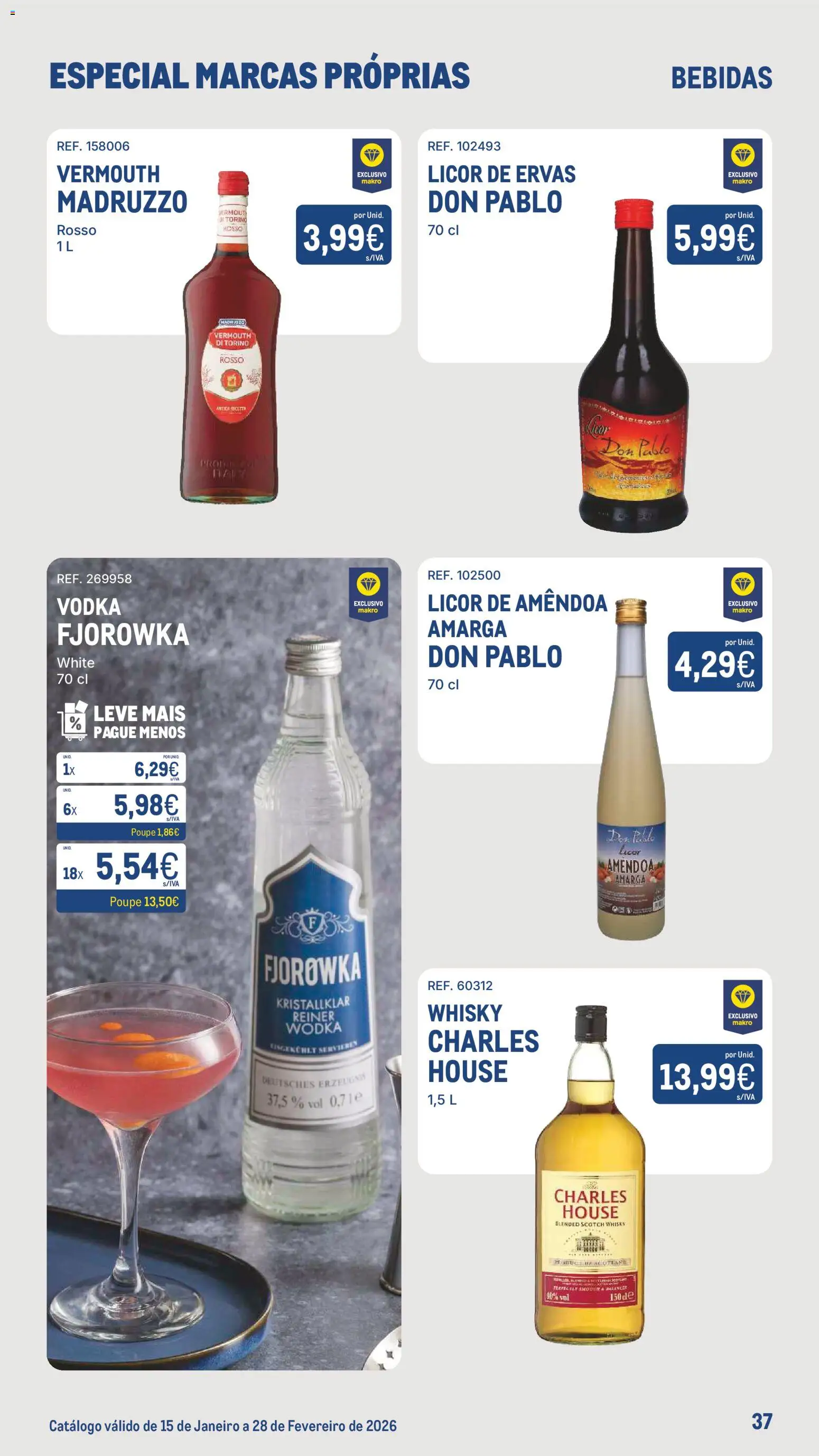 Makro Especial Marcas Próprias  │ válido de 15.01.2026 | Página: 37 | Produtos: Whisky, Licor, Vodka