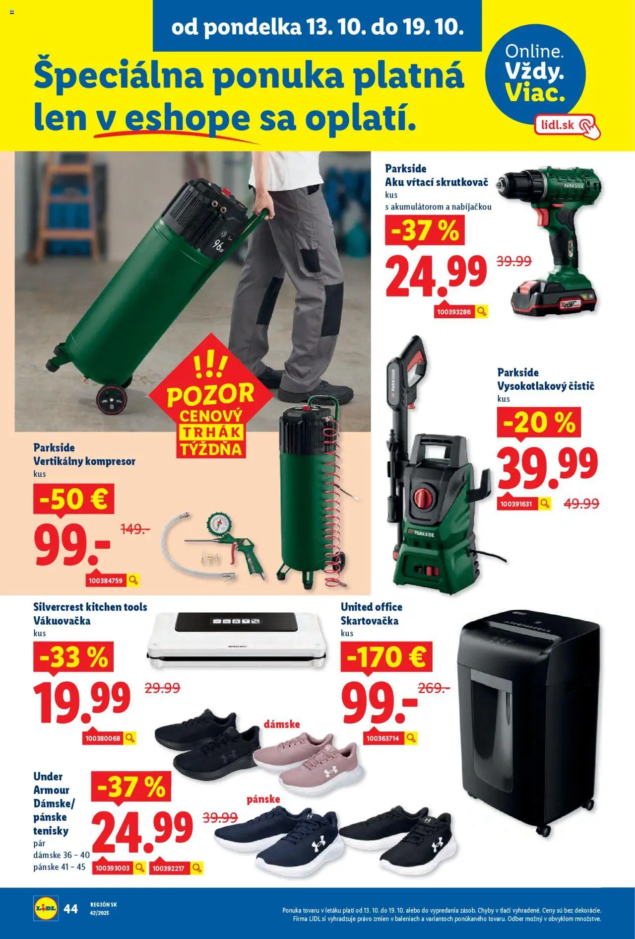 Nové Lidl akcie – leták je platný od 13.10.2025 | Strana: 70 | Produkty: Skartovačka, Skrutkovač, Kompresor, Aku