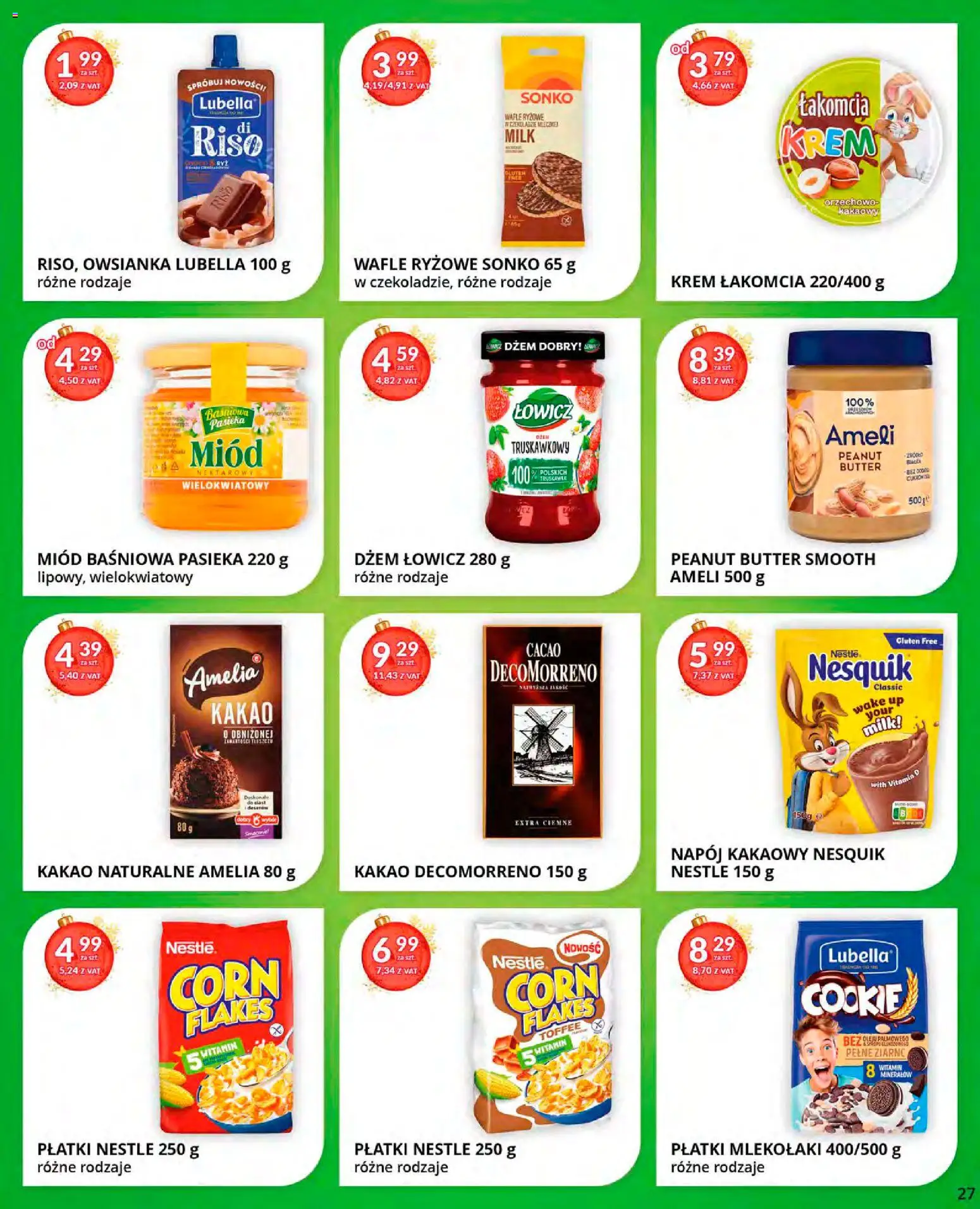 Eurocash Gazetka od 15.12.2025 | Strona: 27 | Produkty: Miód, Kakao, Dżem, Krem