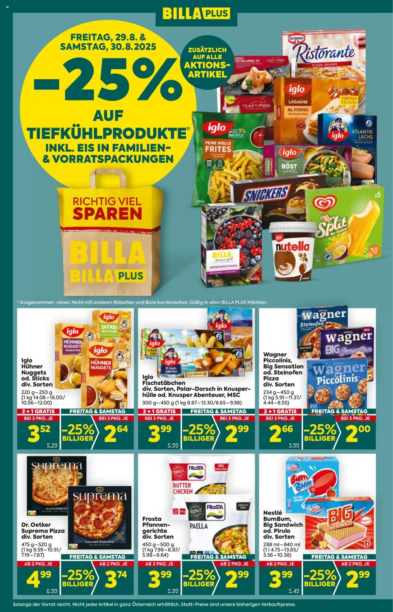 Billa Plus Flugblatt - Wien gültig ab 28.08.2025 | Seite: 4 | Produkte: Pasta, Eis, Pizza, Fisch