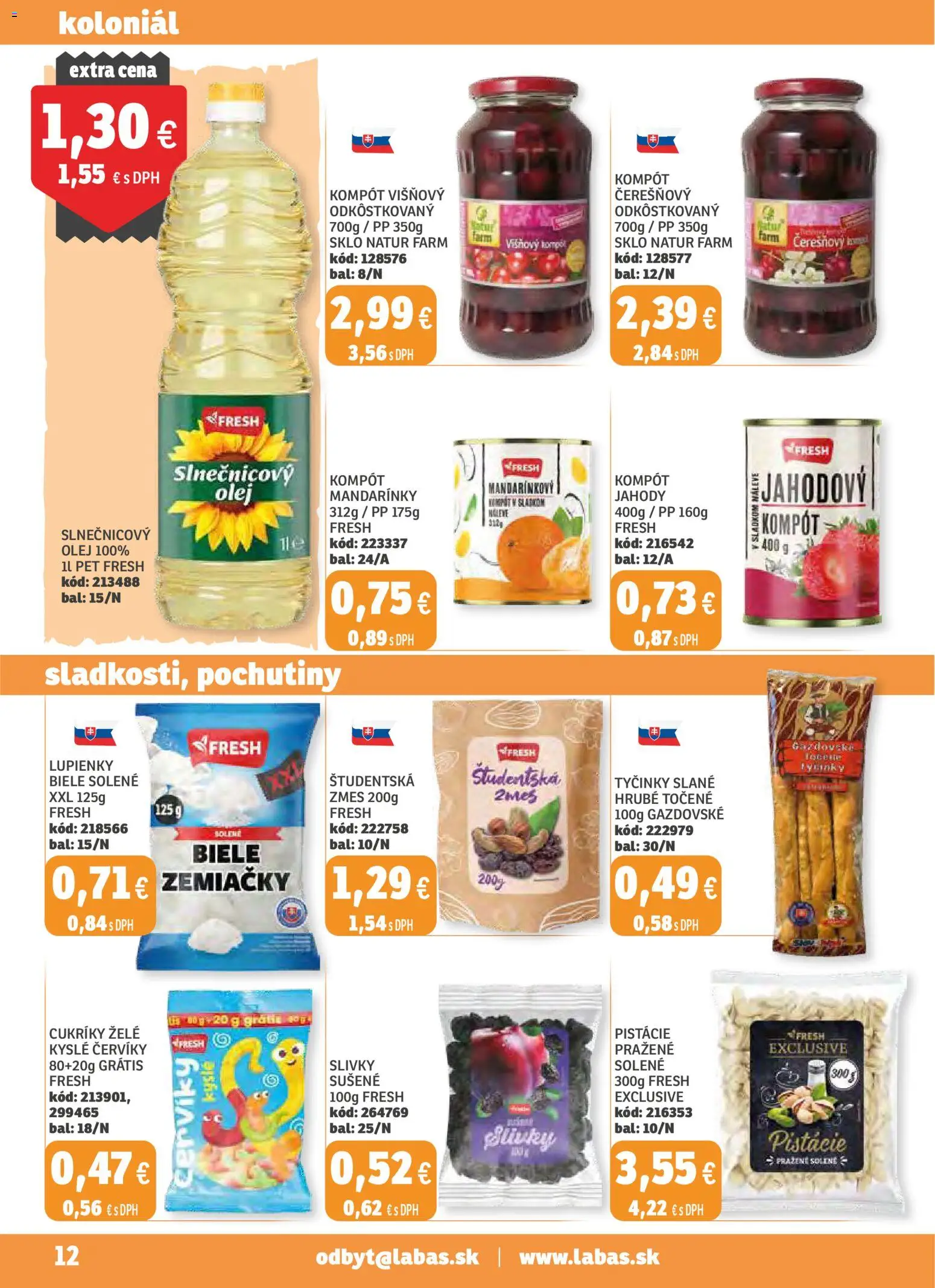 Nové Labaš akcie – leták je platný od 31.10.2025 | Strana: 12 | Produkty: Olej, Cukríky, Jahody, Mandarinky