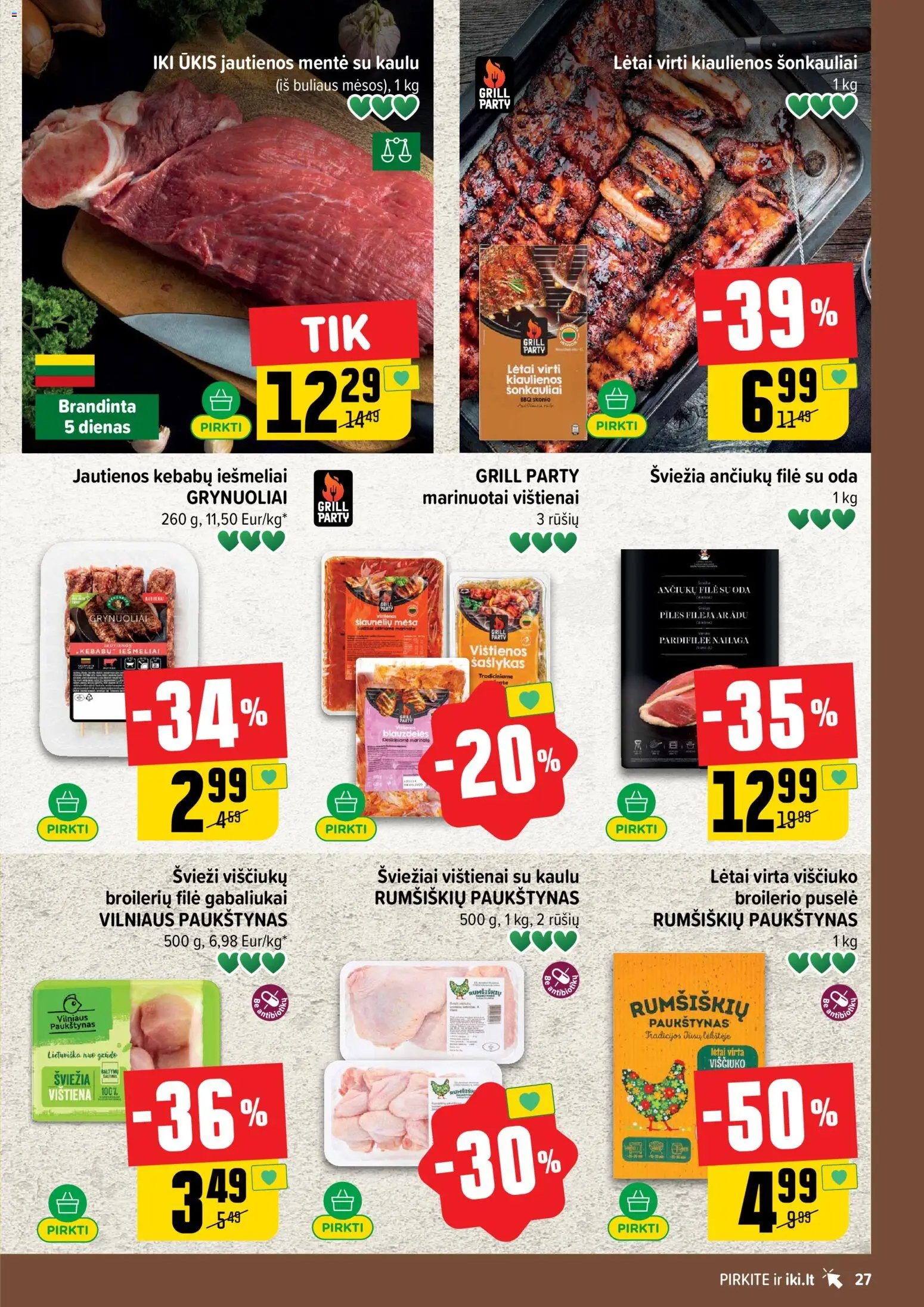 IKI akcijos nuo 13.04.2026 | Puslapis: 27 | Prekių: Vištienos, Kiaulienos, Jautienos, Vištiena