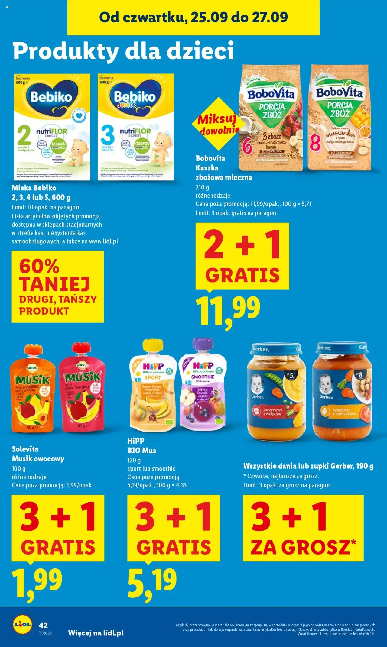 Lidl Gazetka od 25.09.2025 | Strona: 46 | Produkty: Mleko Bebiko, Owsianka, Smoothie, Banan