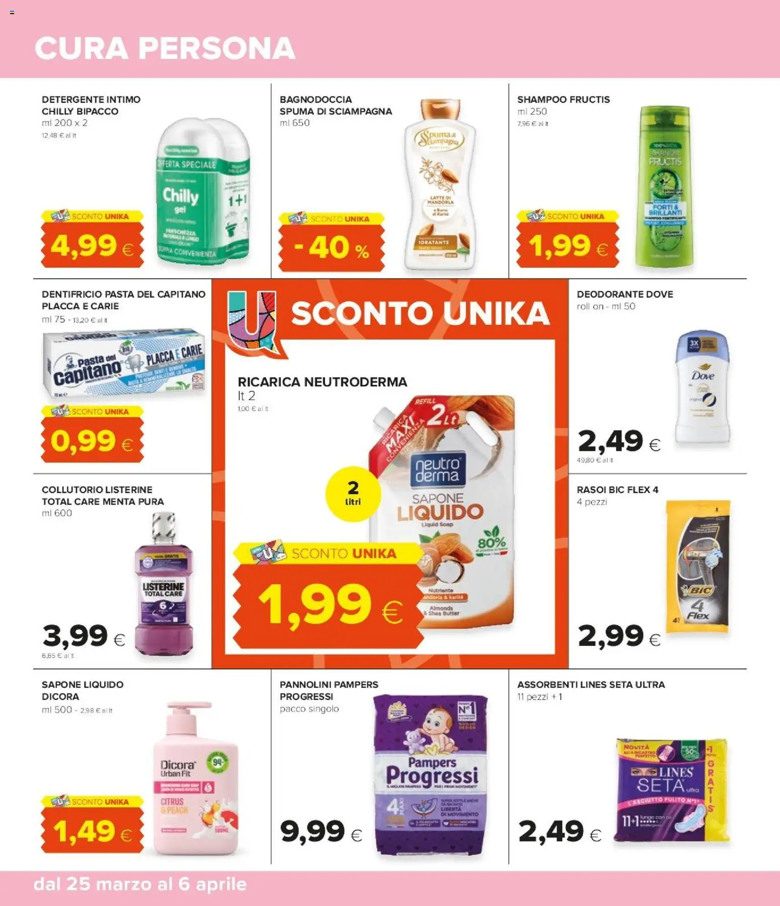 Volantino Tigre del 25.03.2026 | Pagina: 34 | Prodotti: Shampoo, Deodorante, Latte, Pasta