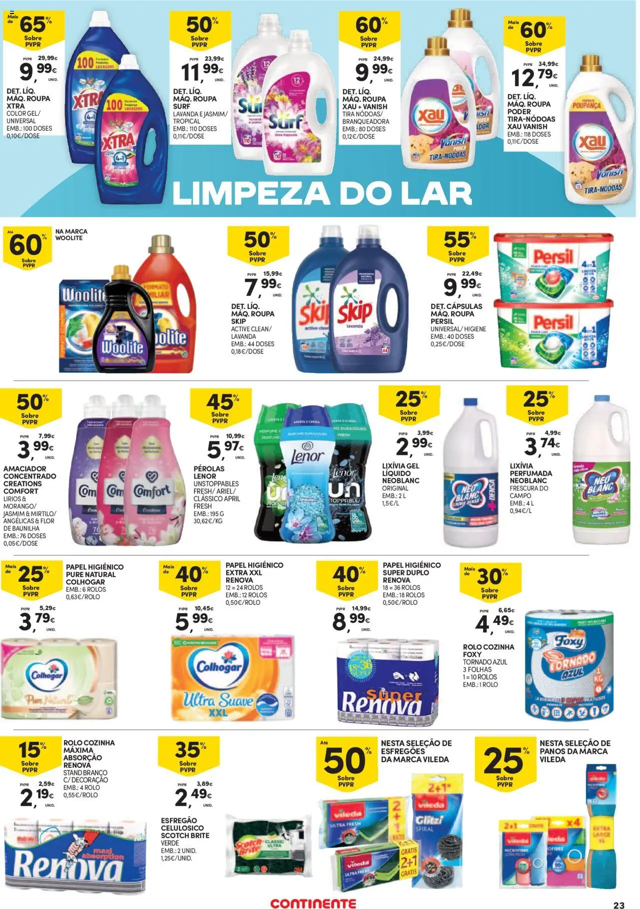 Continente Açores │ válido de 21.08.2025 | Página: 23 | Produtos: Esfregão, Papel higiénico, Perfume, Persil