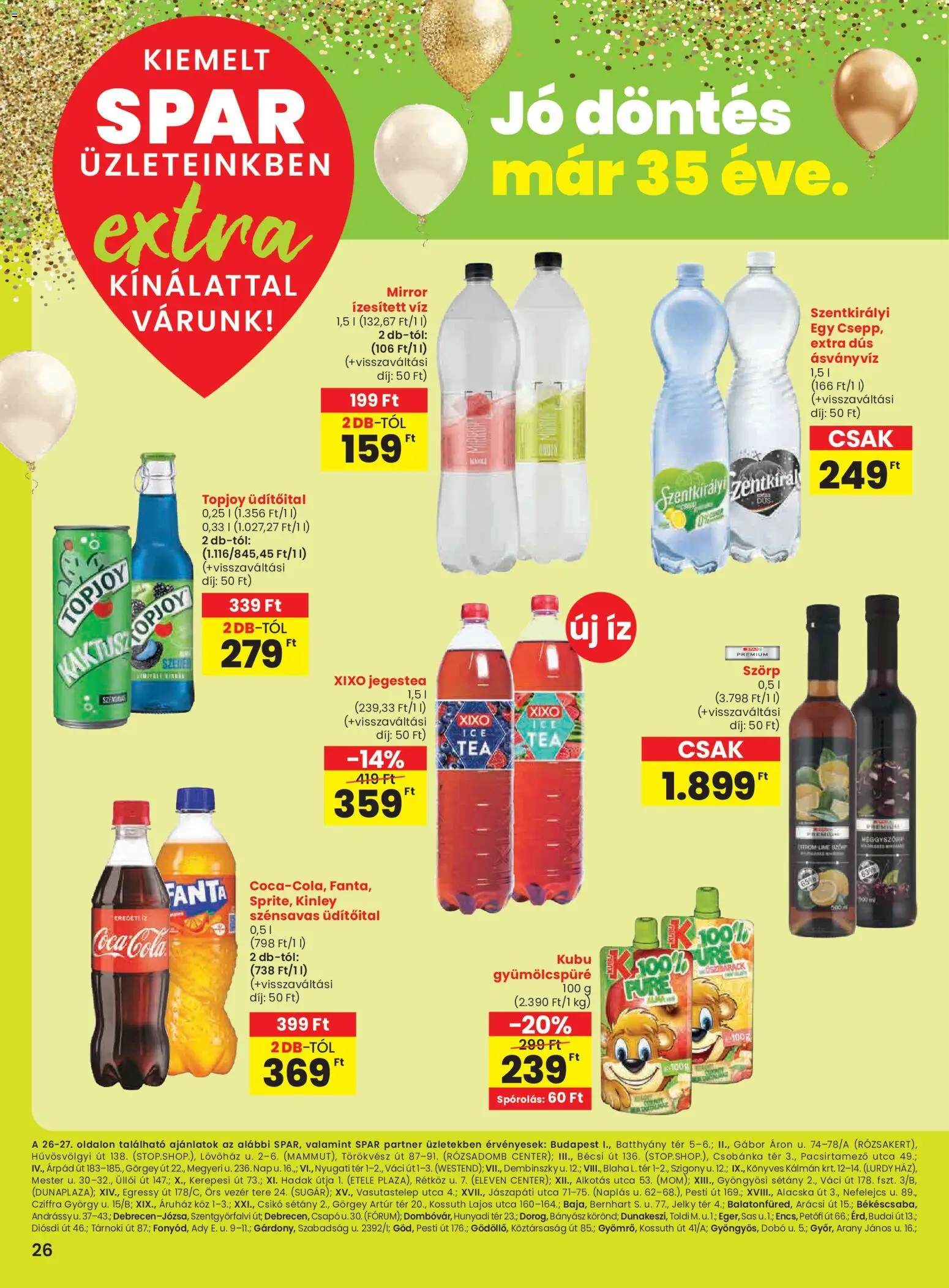 Spar akciós ujság - amely érvényes a következő dátumtól: 15.01.2026 | Oldal: 7 | Termékek: Szörp, Fanta, Coca Cola, Cola