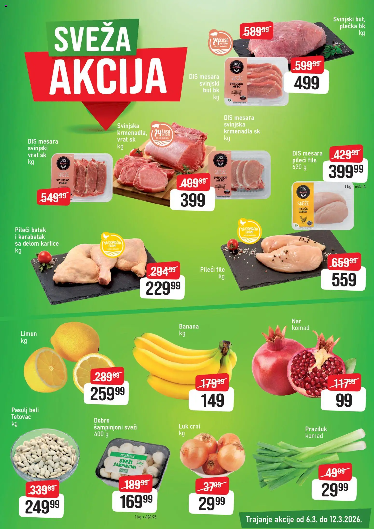 DIS katalog - važi od 06.03.2026 | Strana: 3 | Proizvode: Pileći file, Krmenadla, Pileći batak, Praziluk