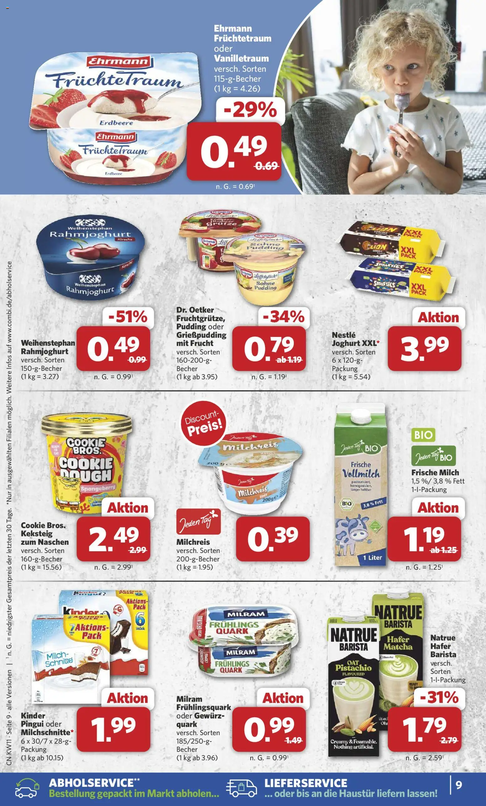 Combi Prospekt 	 – gültig ab 09.03.2026 | Seite: 9 | Produkte: Milch, Smarties, Pudding, Milram