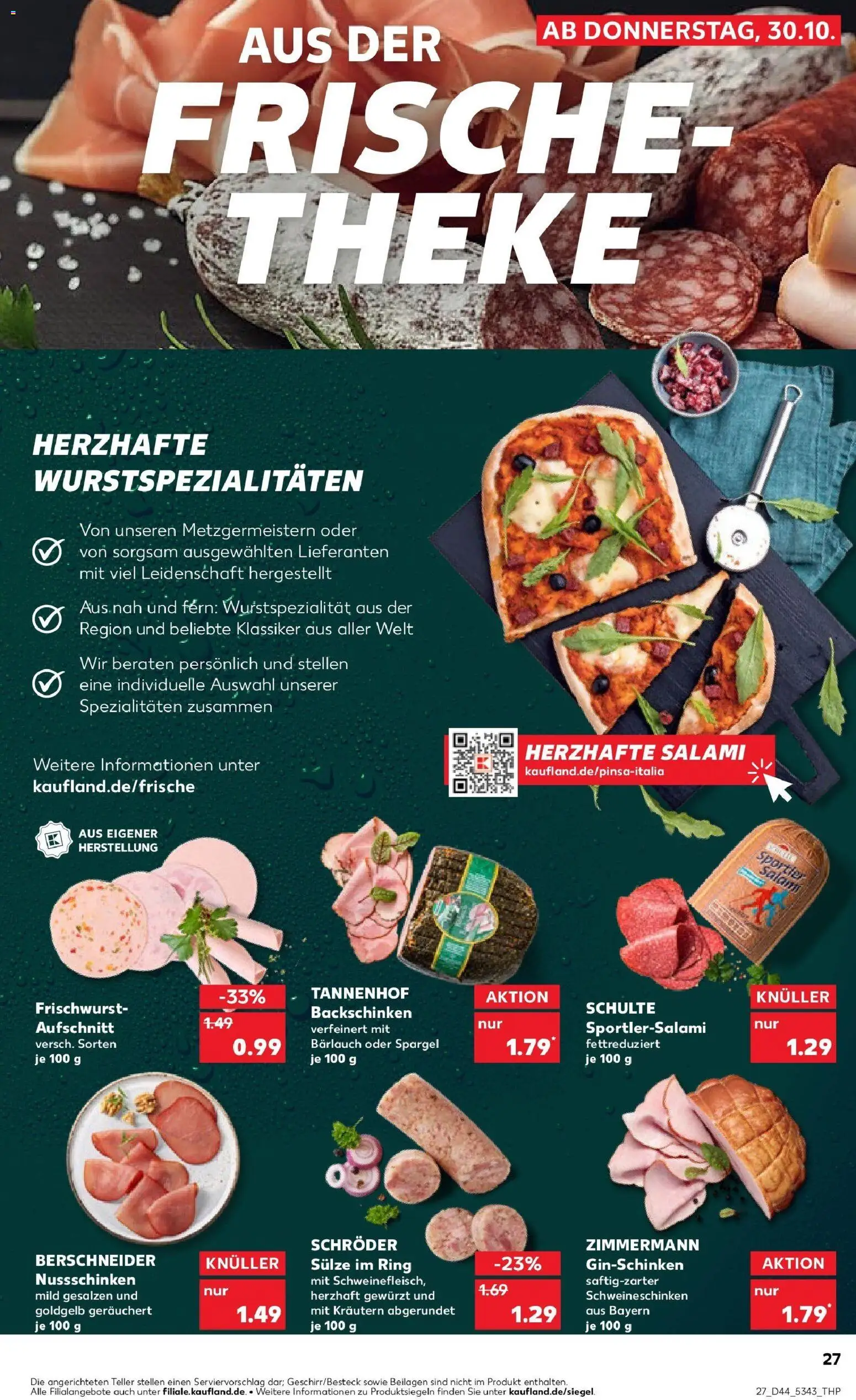 Kaufland prospekt Pocking	 – gültig ab 30.10.2025 | Seite: 27 | Produkte: Theke, Spargel, Salami