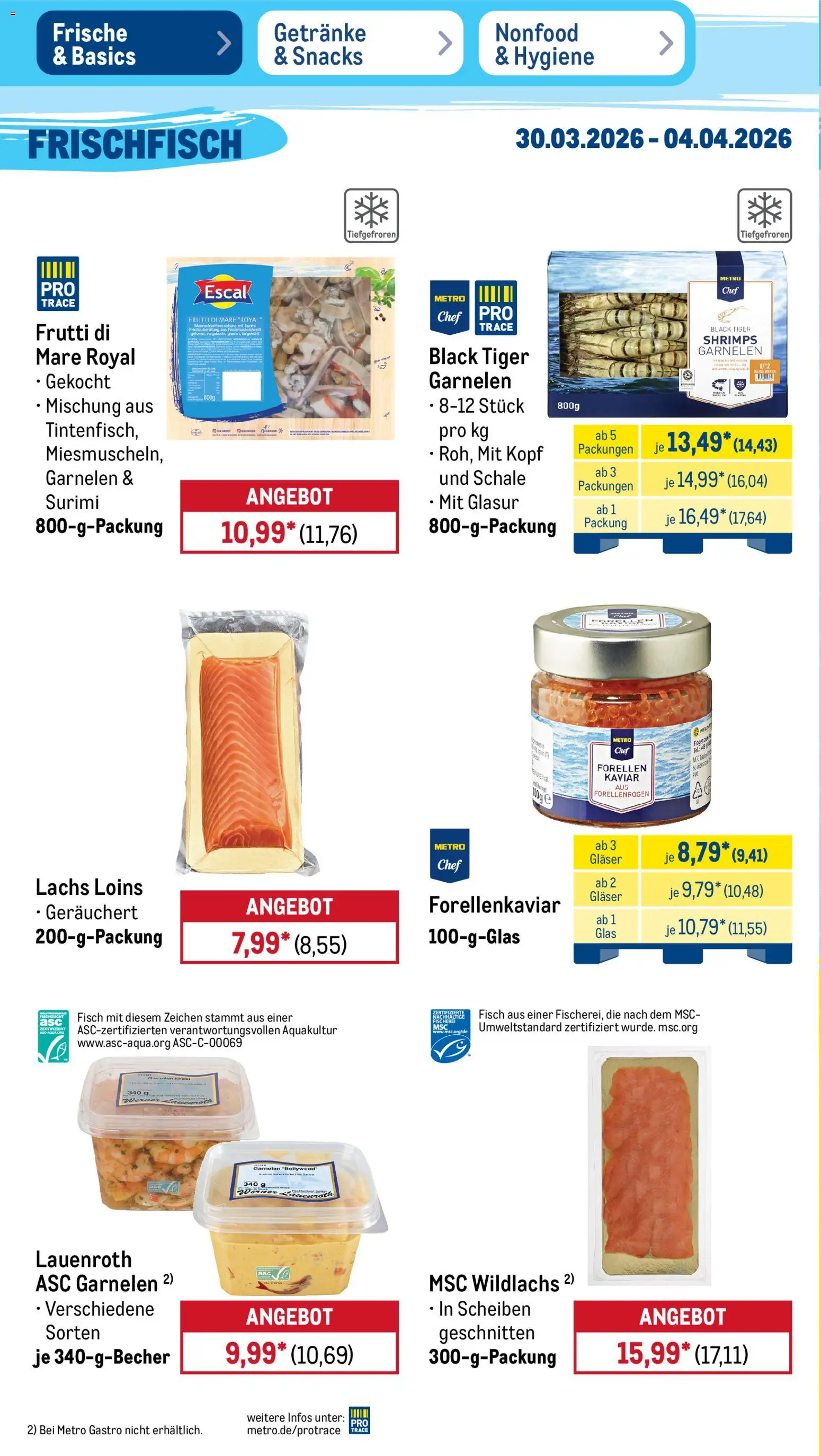 Metro Prospekt 	 – gültig ab 30.03.2026 | Seite: 8 | Produkte: Garnelen, Fisch, Lachs, Tiger garnelen