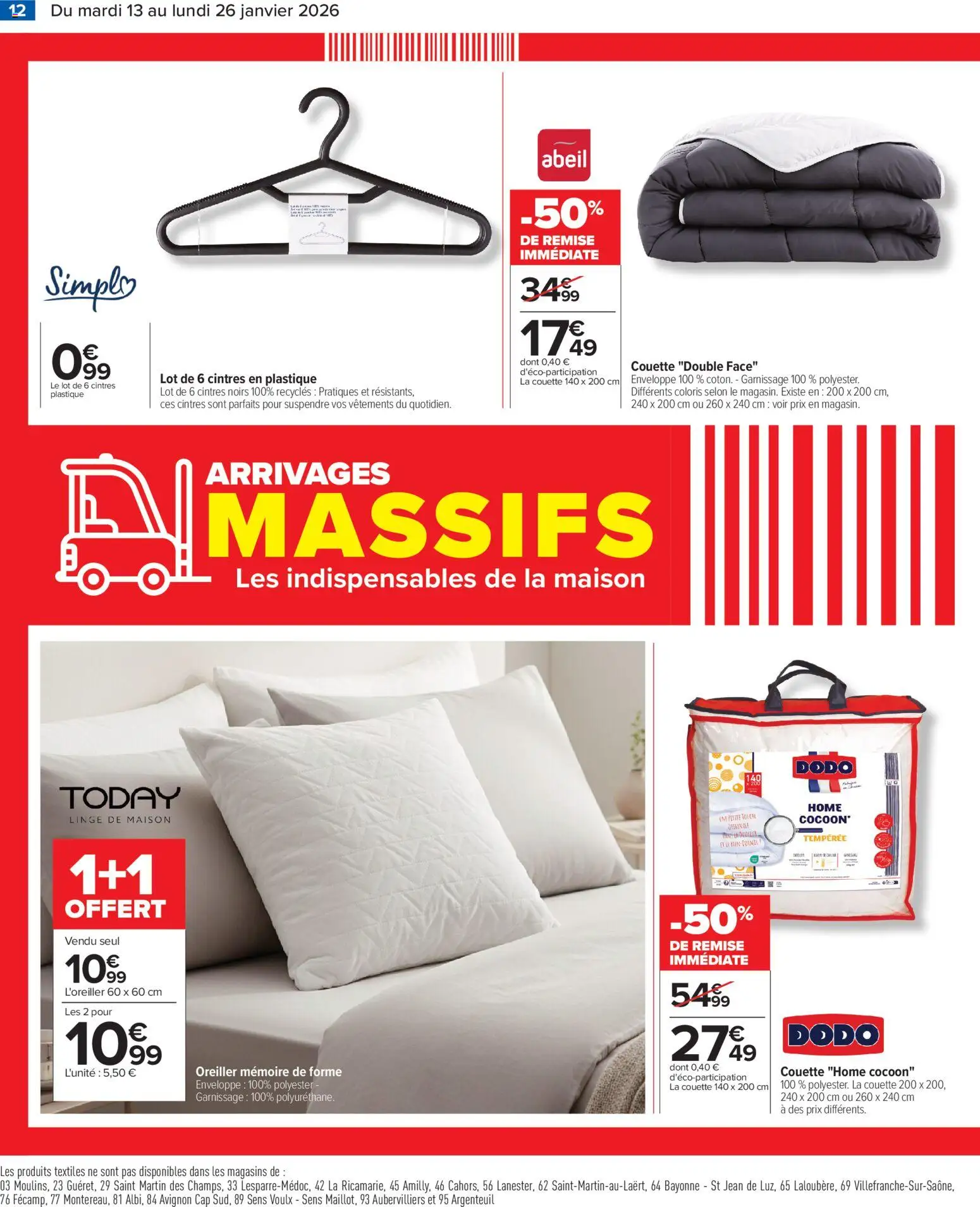 {H1} | Page: 13 | Produits: Enveloppe, Oreiller, Vêtements, Couette