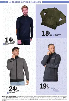 E.Leclerc - Prévisualisation de GILET POLAIRE HOMME, 65% Laine, 30% Polyester et 5% Élasthanne. Du M au 3XL. Coloris: Gris anthracite, gris clair ou kaki. valide à partir de 07.10.2025 | Page: 48 | Produits: Polo, Coton, Pull, Gilet