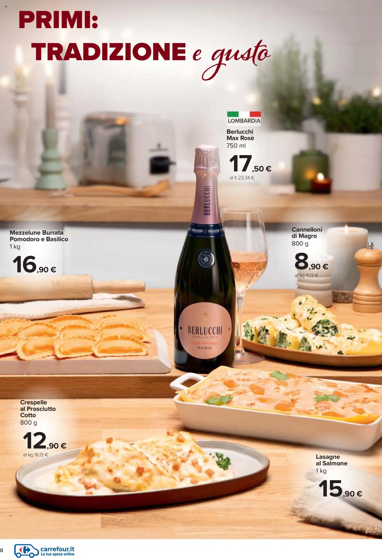 Volantino Carrefour del 27.11.2025 | Pagina: 8 | Prodotti: Salmone, Pomodoro, Prosciutto, Burrata