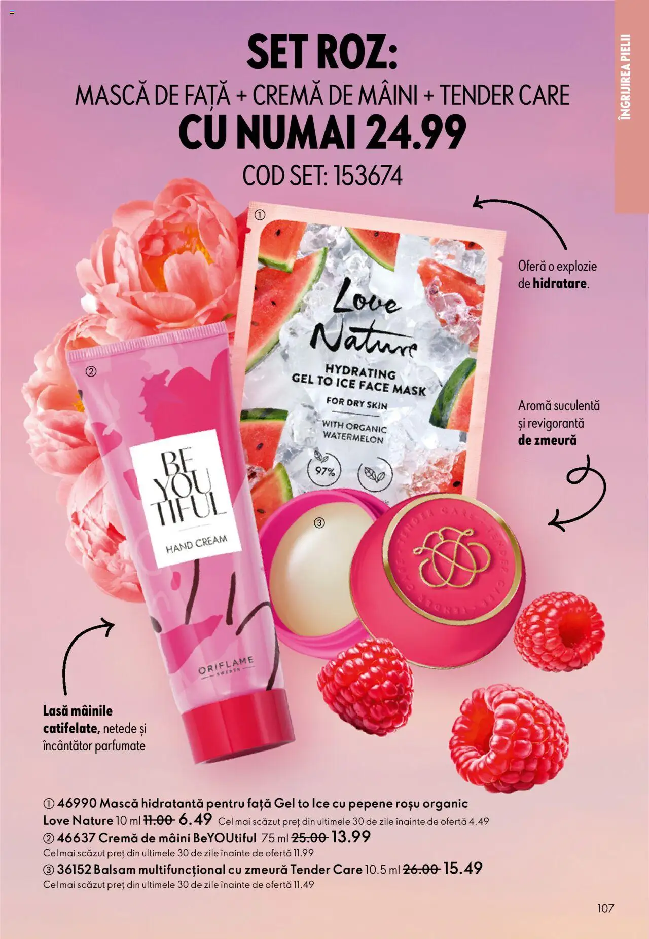 Noul catalog Oriflame – valabil de la 01.10.2025 | Pagină: 107 | Produse: Zmeură, Balsam, Cremă, Cremă de mâini