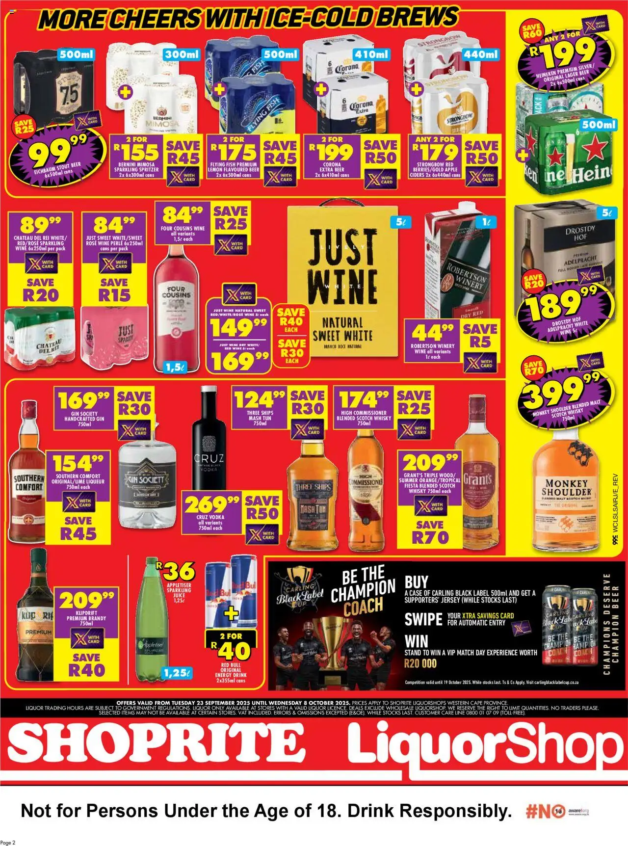 New Shoprite catalogue – valid from 23.09.2025 | Page: 2 | Products: Jersey, Brandy, Wine, Beer