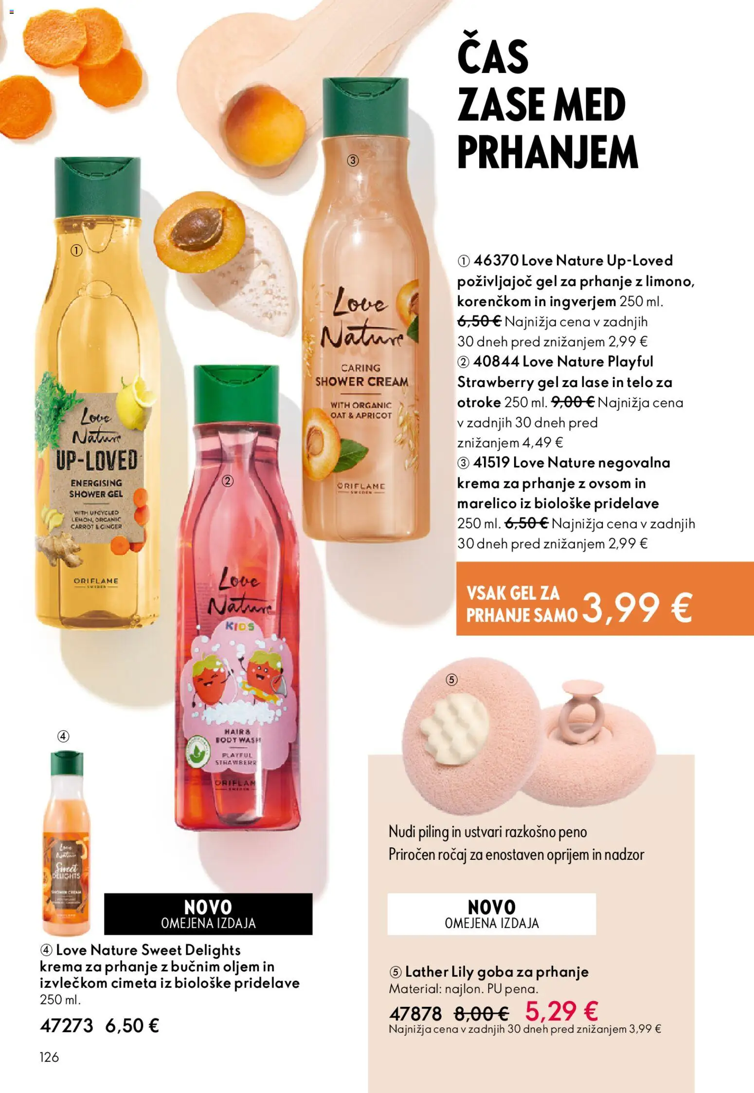 Novi Oriflame katalog ponudbe – veljaven od 31.12.2025 | Stran: 126 | Izdelki: Gel za prhanje, Krema, Piling, Goba