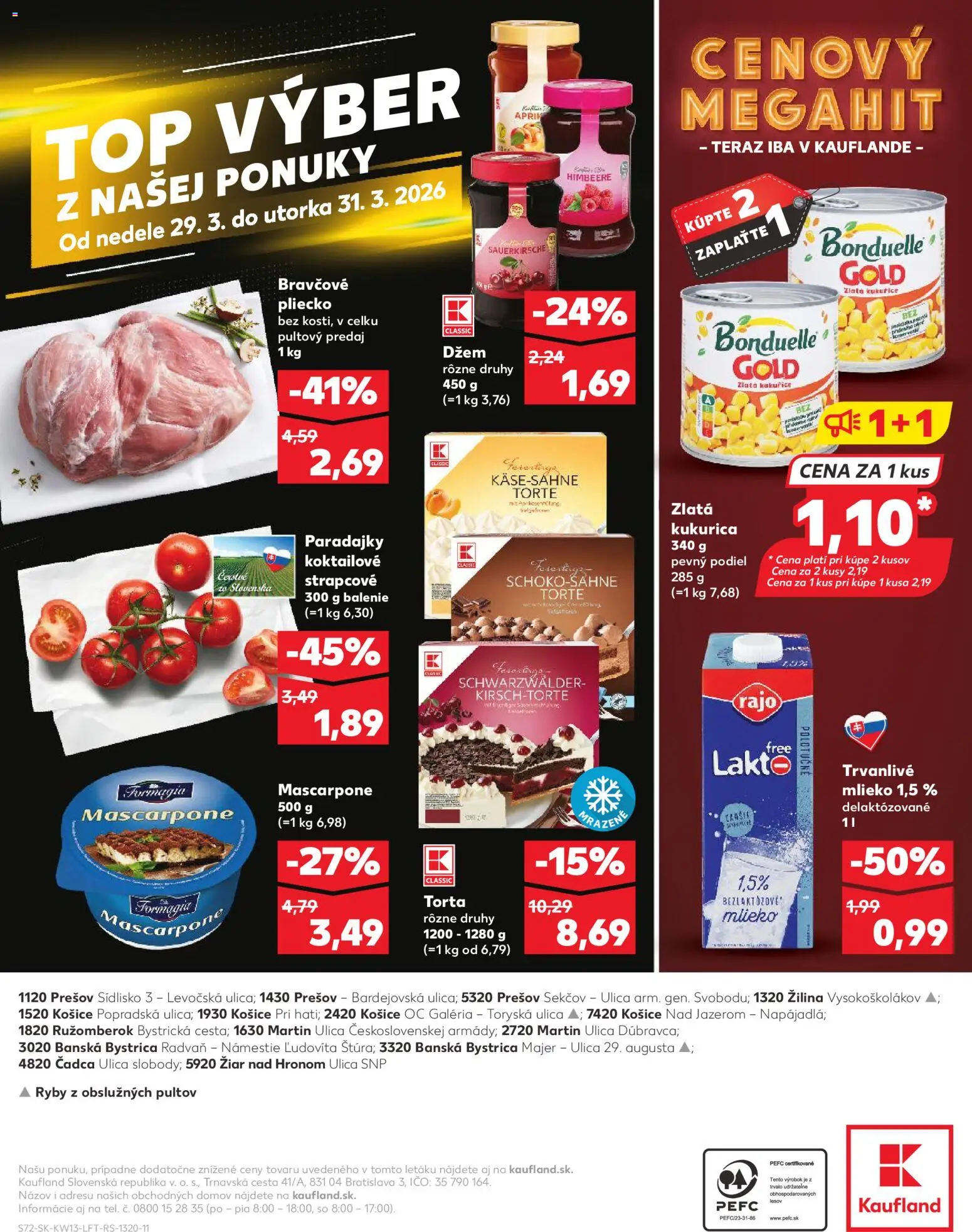Nové Kaufland akcie – leták je platný od 26.03.2026 | Strana: 72 | Produkty: Mlieko, Ryby, Torta, Trvanlivé mlieko