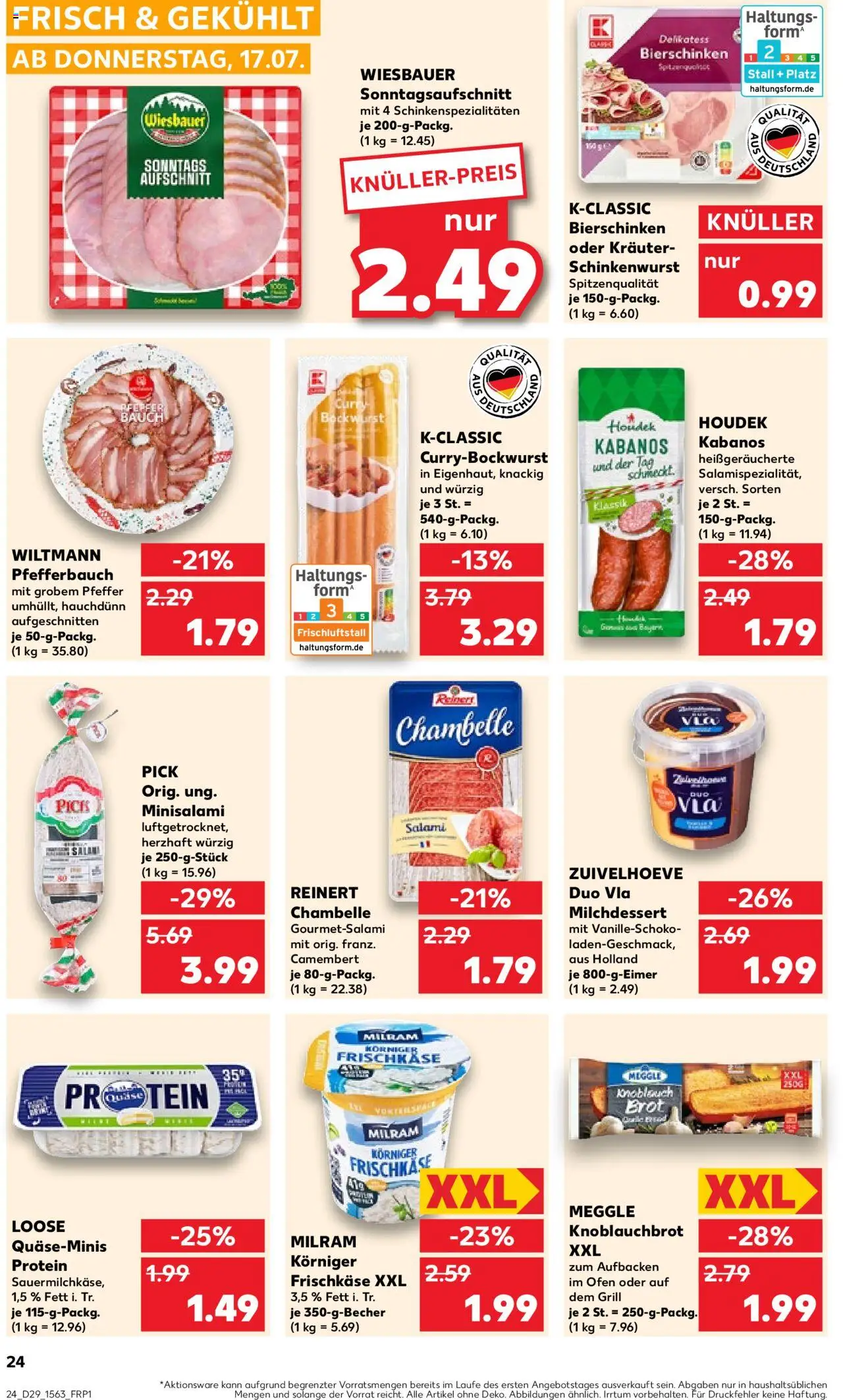 Kaufland prospekt Kiel	 - gültig ab dem 17.07.2025 | Seite: 24 | Produkte: Bockwurst, Milram, Pfeffer, Frischkase