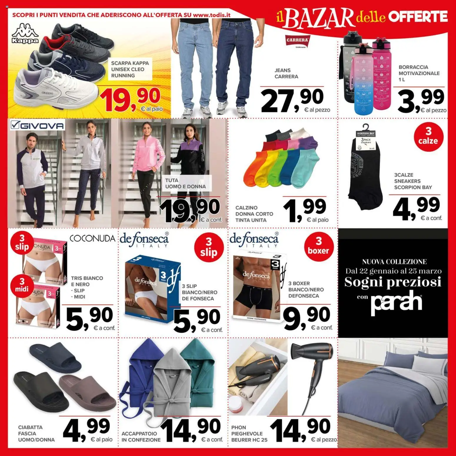 Volantino Todis del 05.03.2026 | Pagina: 23 | Prodotti: Accappatoio, Slip, Boxer, Borraccia