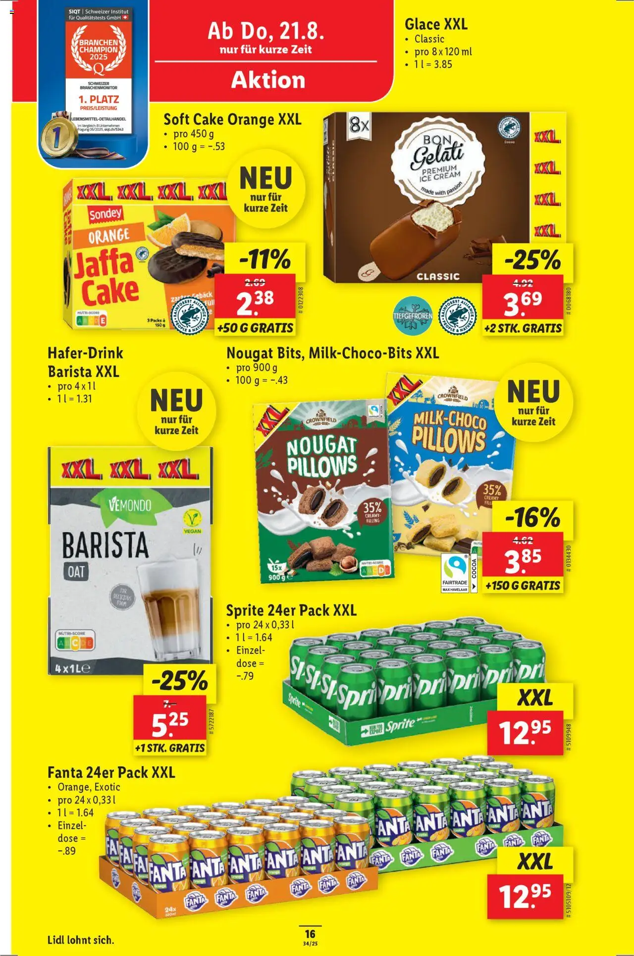Lidl Aktionen ab 21.08.2025 | Seite: 18 | Produkte: Fanta, Sprite, Glace
