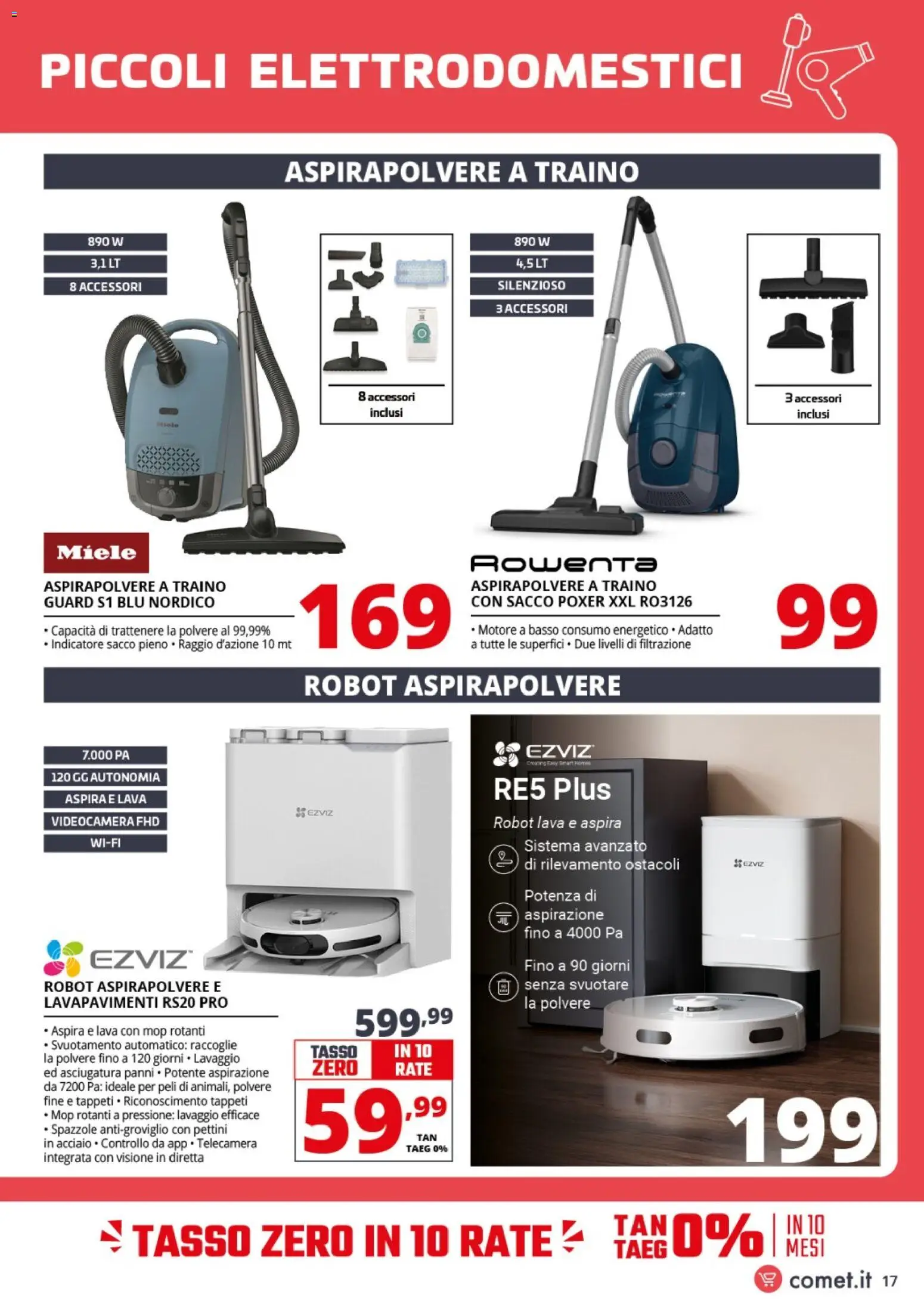 Volantino Comet del 24.04.2026 | Pagina: 17 | Prodotti: Robot aspirapolvere, Videocamera, Aspirapolvere, Robot