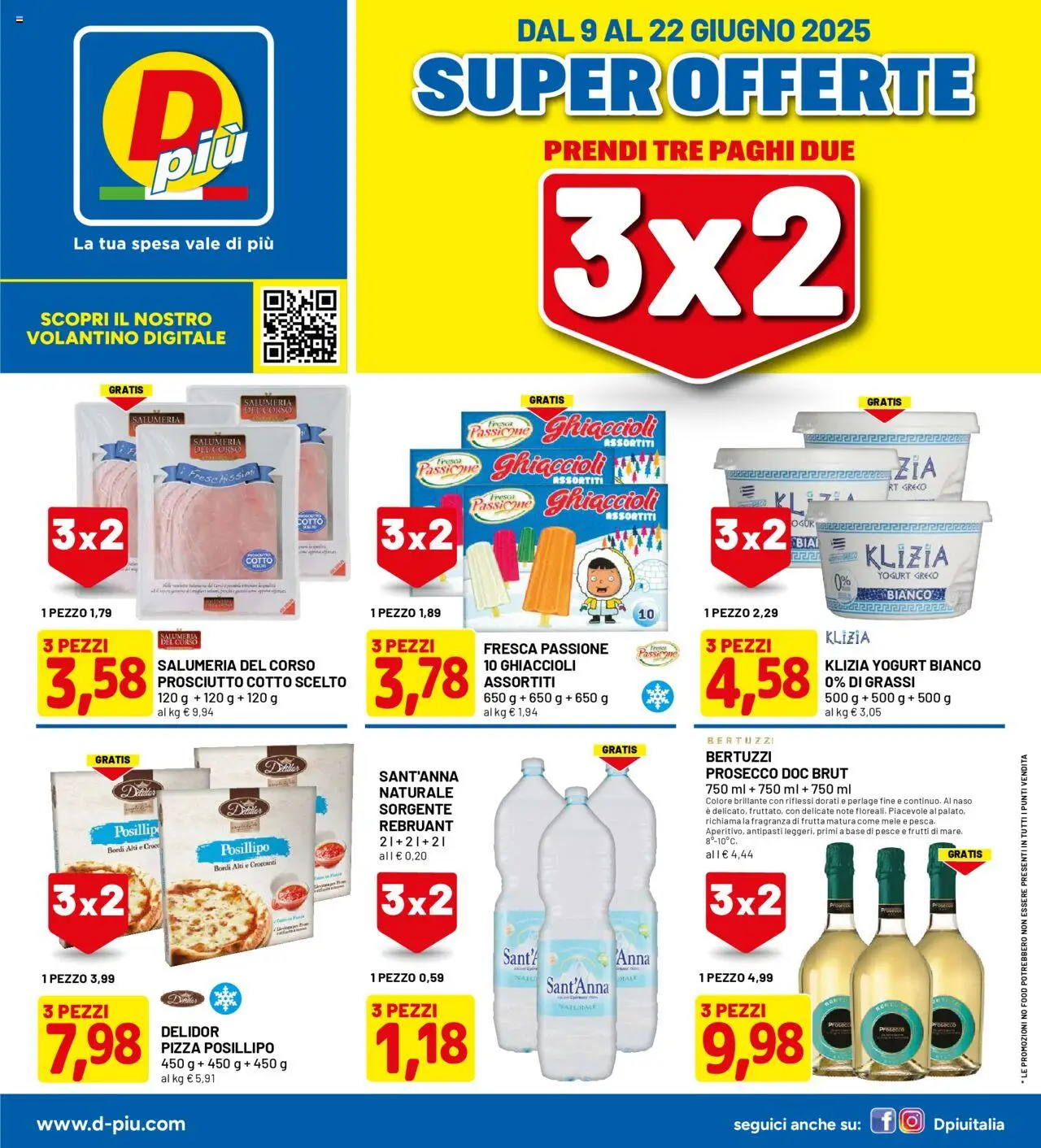 Volantino D Più del 09.06.2025 | Pagina: 1 | Prodotti: Prosciutto Cotto, Pesce, Ghiaccioli, Fragranza