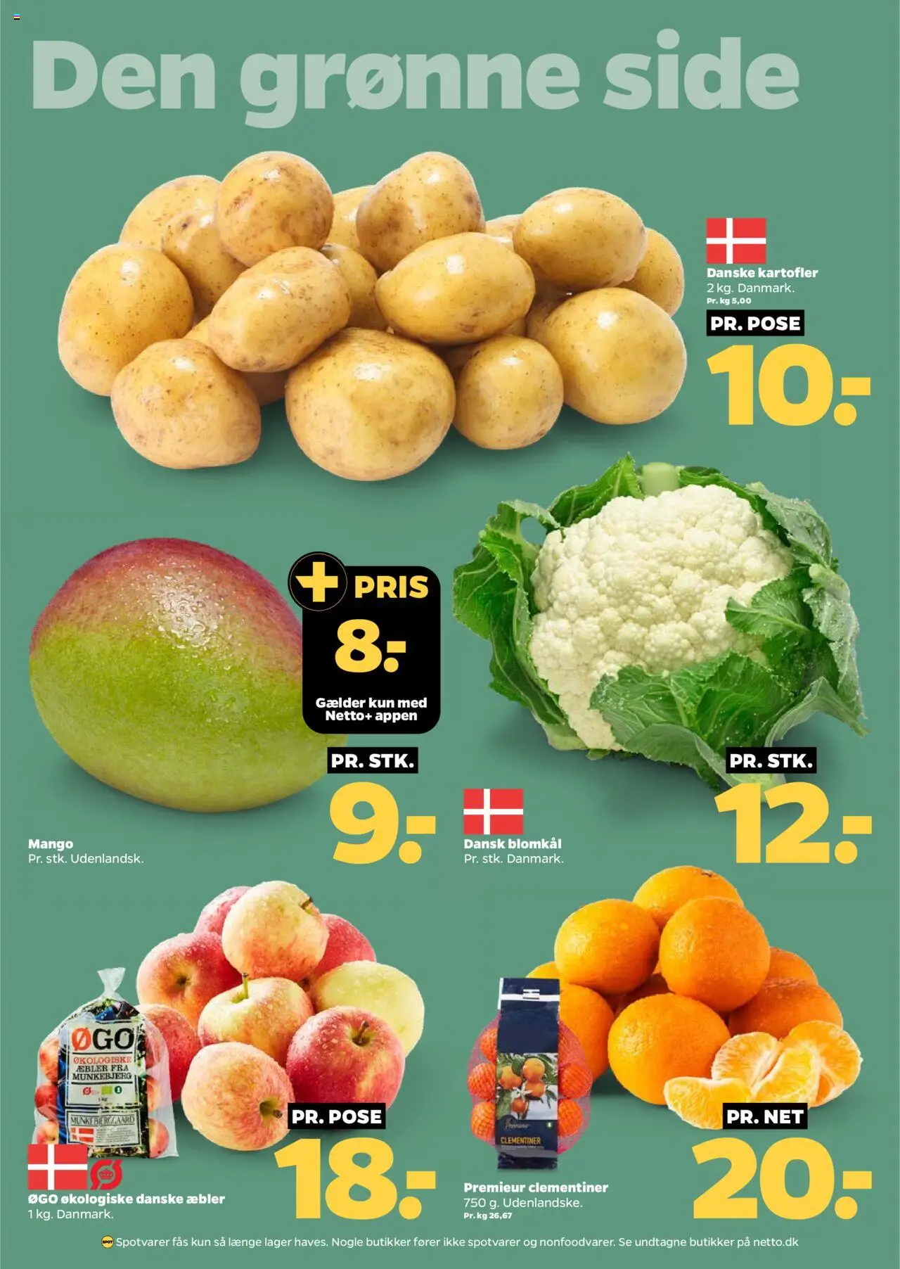 Netto tilbudsavis – gyldig fra 04.10.2025 | Side: 9 | Produkter: Mango, Æbler, Kartofler, Blomkål