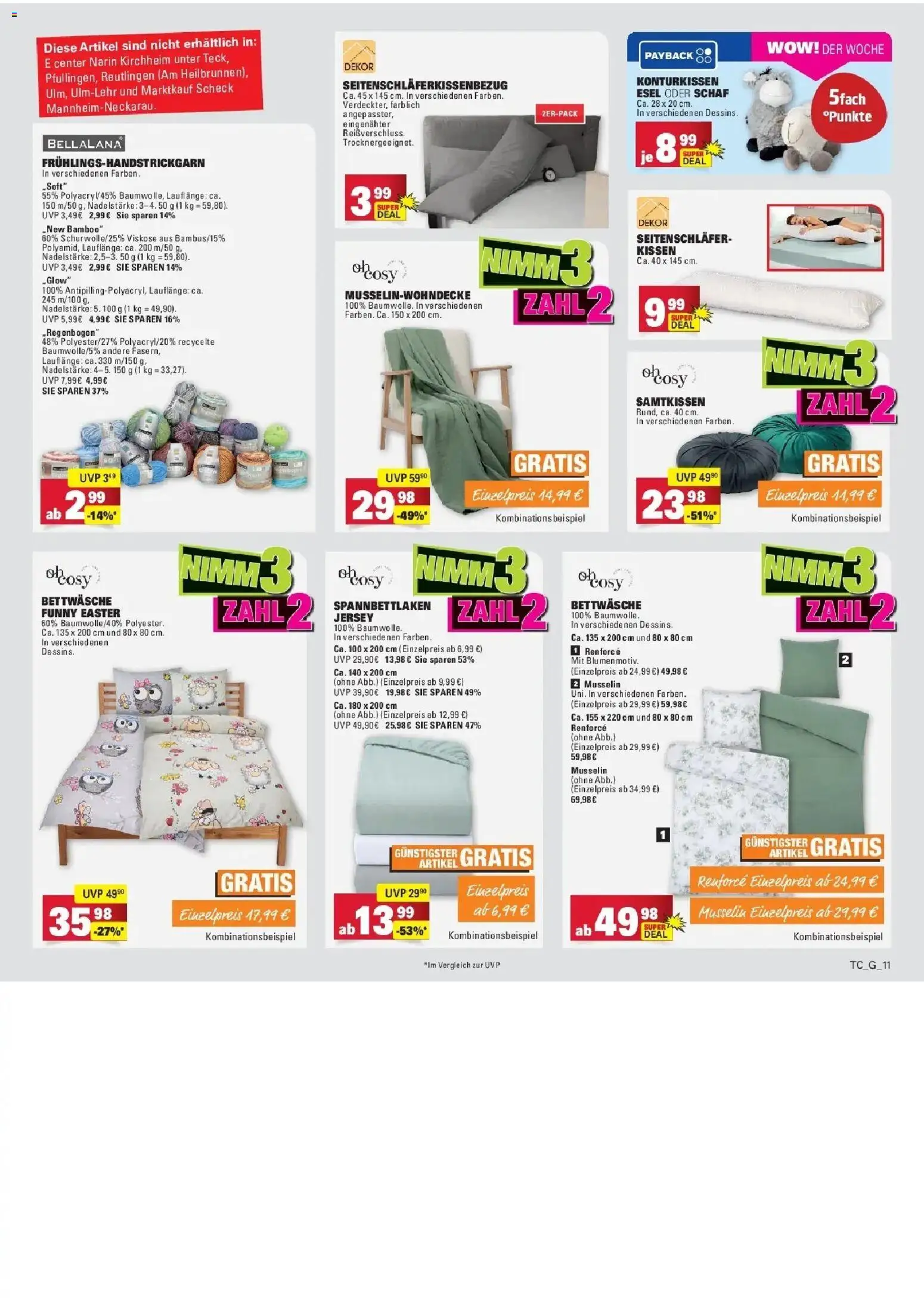 E center Prospekt Mannheim-Wohlgelegen	 – gültig ab 29.03.2026 | Seite: 95 | Produkte: Kissen, Bettwäsche, Blumen