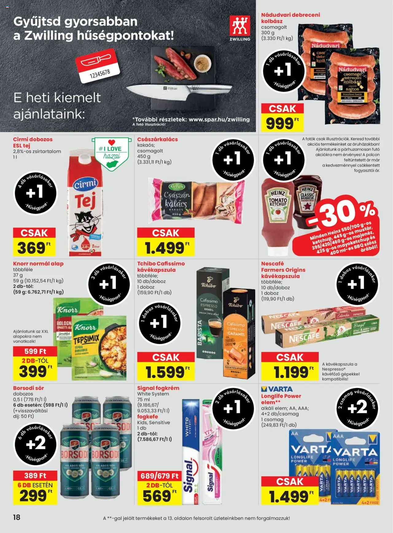 Spar akciós ujság - amely érvényes a következő dátumtól: 16.10.2025 | Oldal: 18 | Termékek: Burgonya, Debreceni kolbász, Doboz, Tej