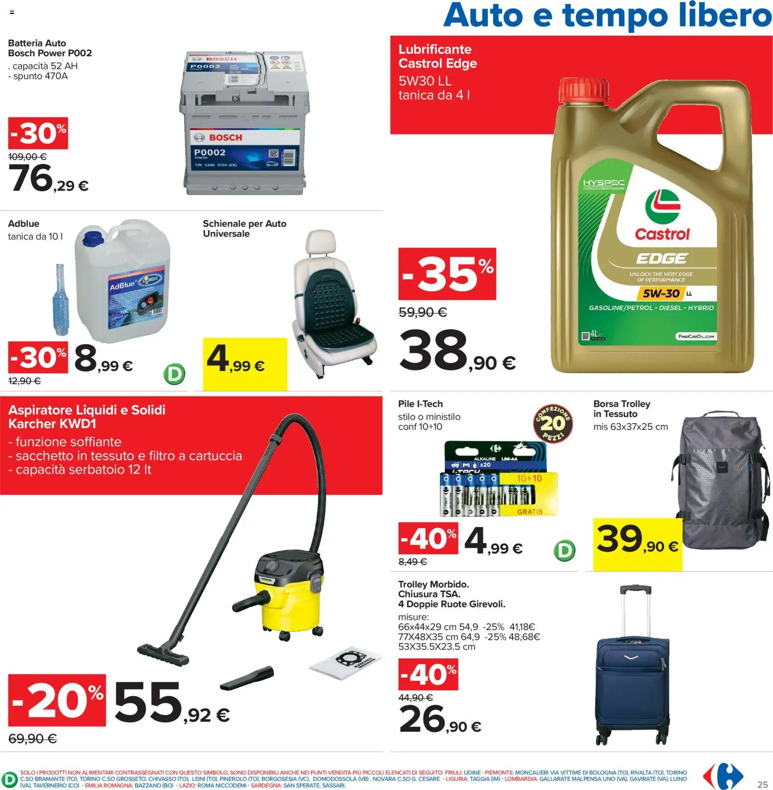 Volantino Carrefour del 21.04.2026 | Pagina: 25 | Prodotti: Lubrificante, Borsa, Trolley, Batteria